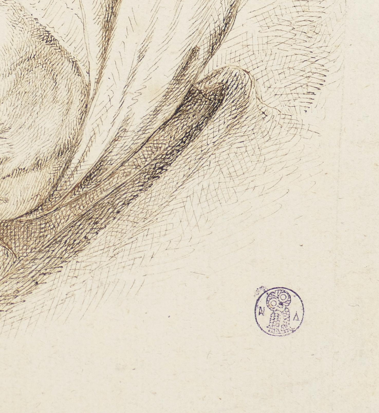 Visage de Femme – Original-Radierung von I.J. de Caussin – frühes 19. Jahrhundert – Print von Ignace Joseph de Claussin