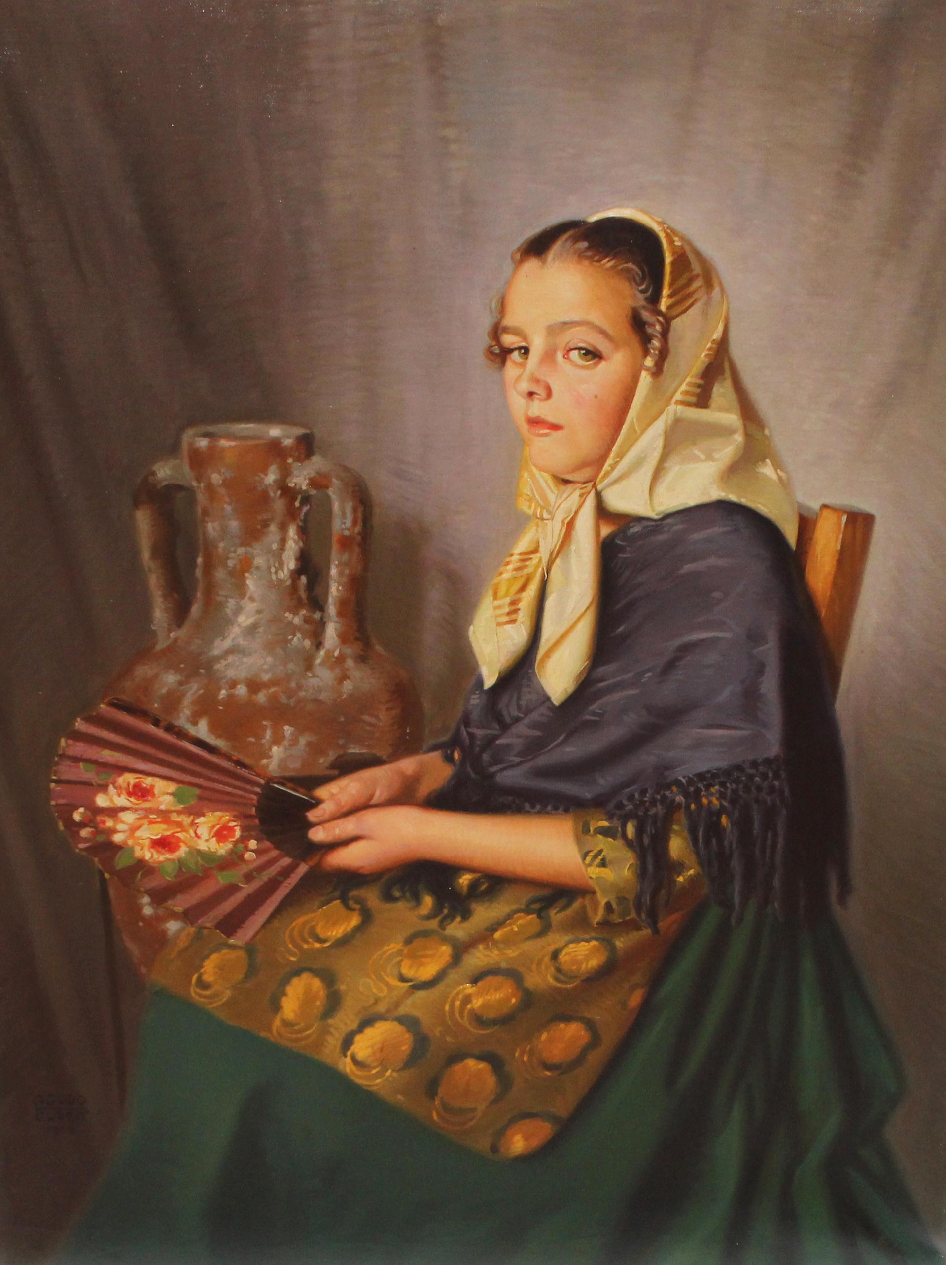 Ignacio Agudo Clara Portrait Painting – Retrato de una Ibicenca - Óleo sobre tela - Año 1942