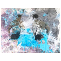 Ignacio Burgos Vintage Abstract Mixed Media Painting "Boxers"