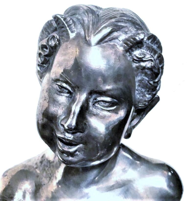 Ignacio Gallo, Dancing with Satyr, Spanish Art Deco Silvered Bronze, circa 1920s For Sale 7