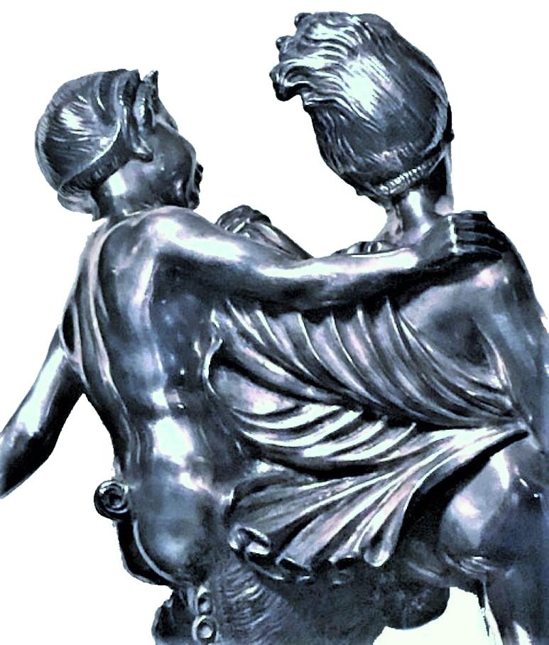 Ignacio Gallo, Dancing with Satyr, Spanish Art Deco Silvered Bronze, circa 1920s For Sale 2