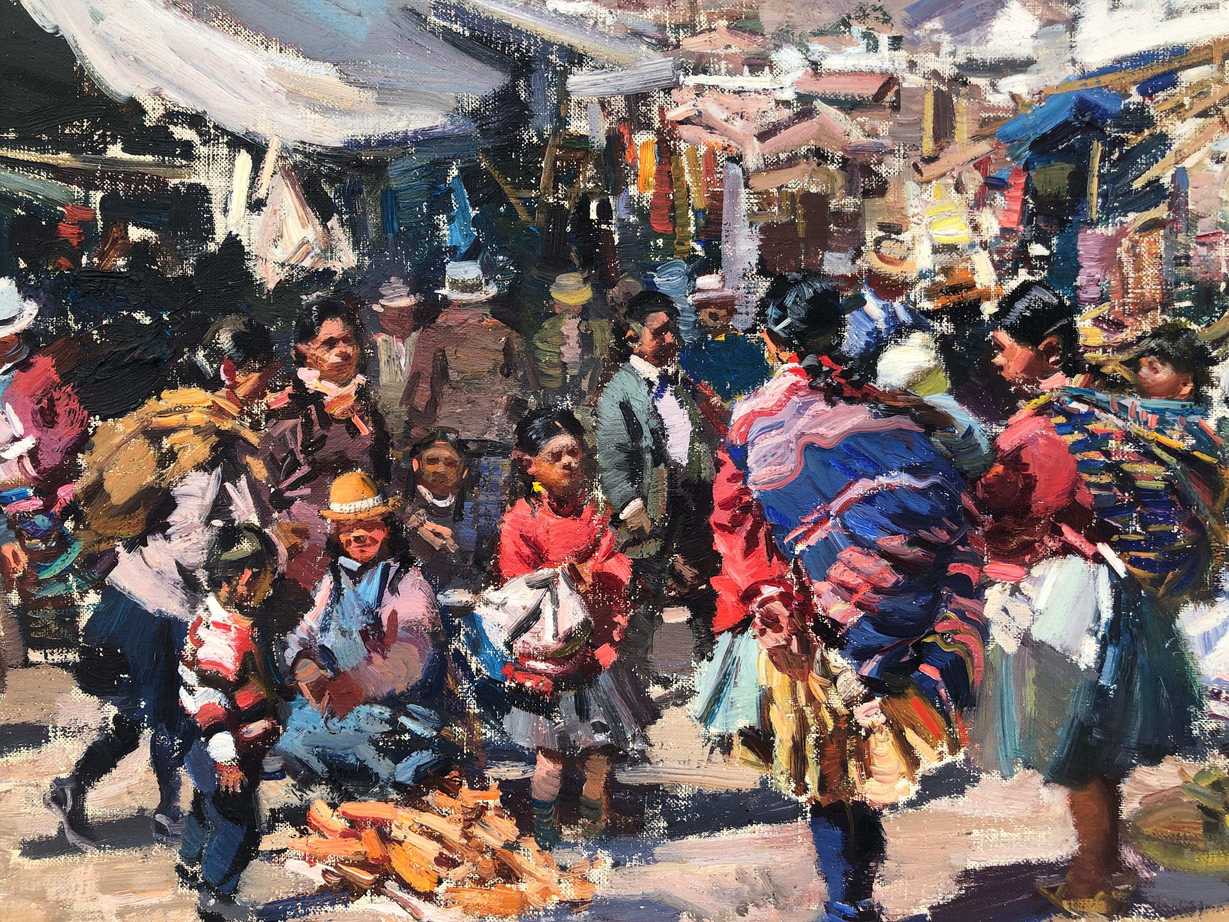 Mercado andino Perú óleo sobre lienzo en venta 2