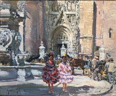 La cathédrale de Sevilla, Espagne, huile sur toile, peinture de paysage