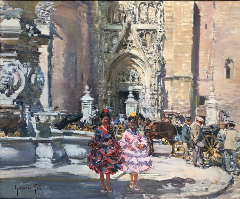 Ignacio Gil Sala Landscape Painting - Cathedral of Sevilla Spain oil on canvas painting landscape