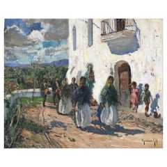 Ceremony in Ibiza Spain original oil on canvas painting