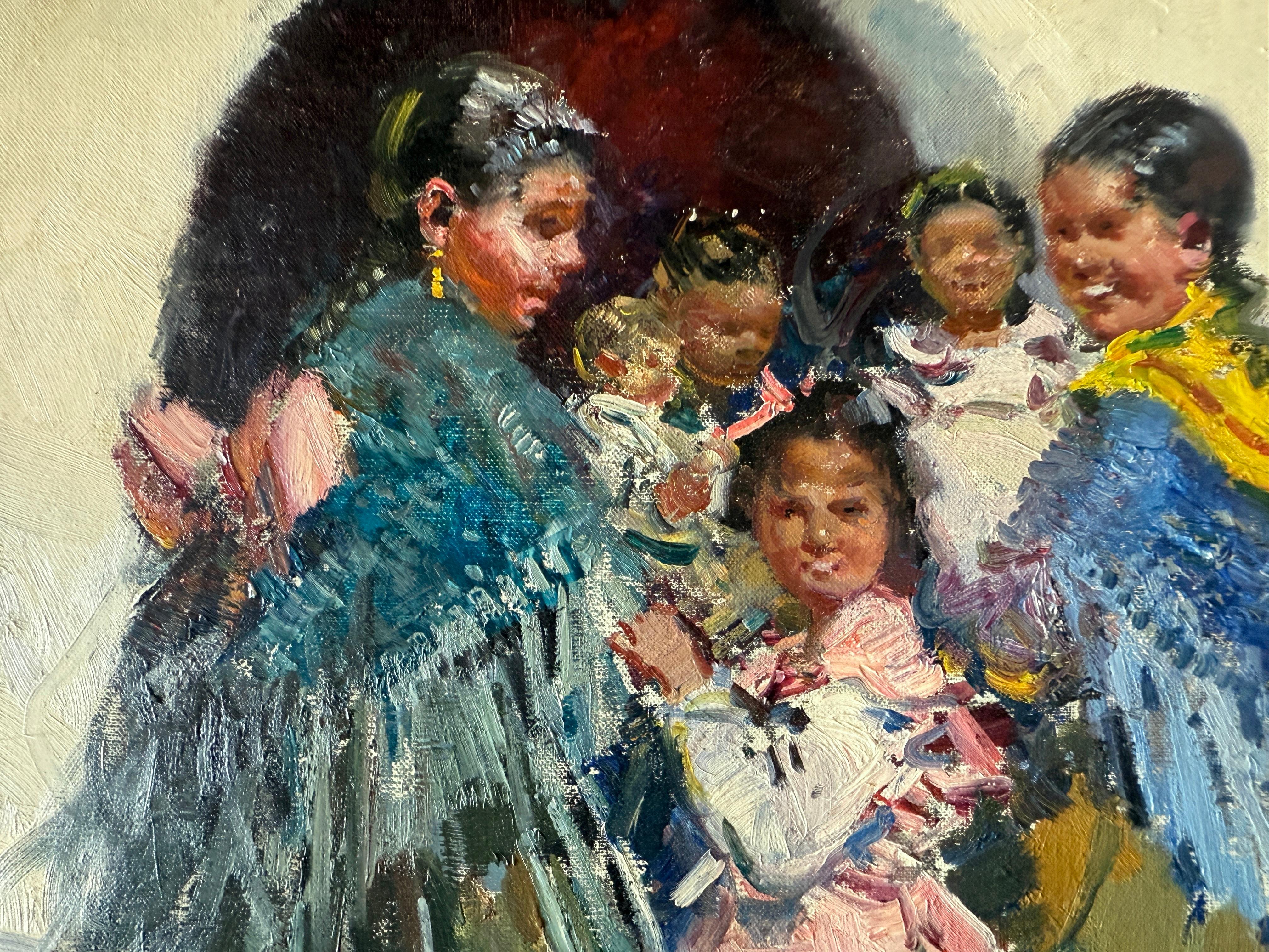 Zigeunerinnen in Ibiza Spanien Öl auf Leinwand Gemälde mediterrane Kunst im Angebot 1