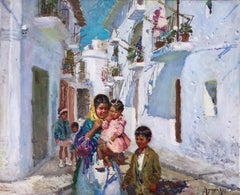 Ibiza Characters Spain oil on canvas painting