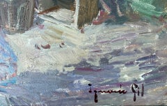 Ibiza Children in White Village Mediterranean Figurative Oil Painting Spain