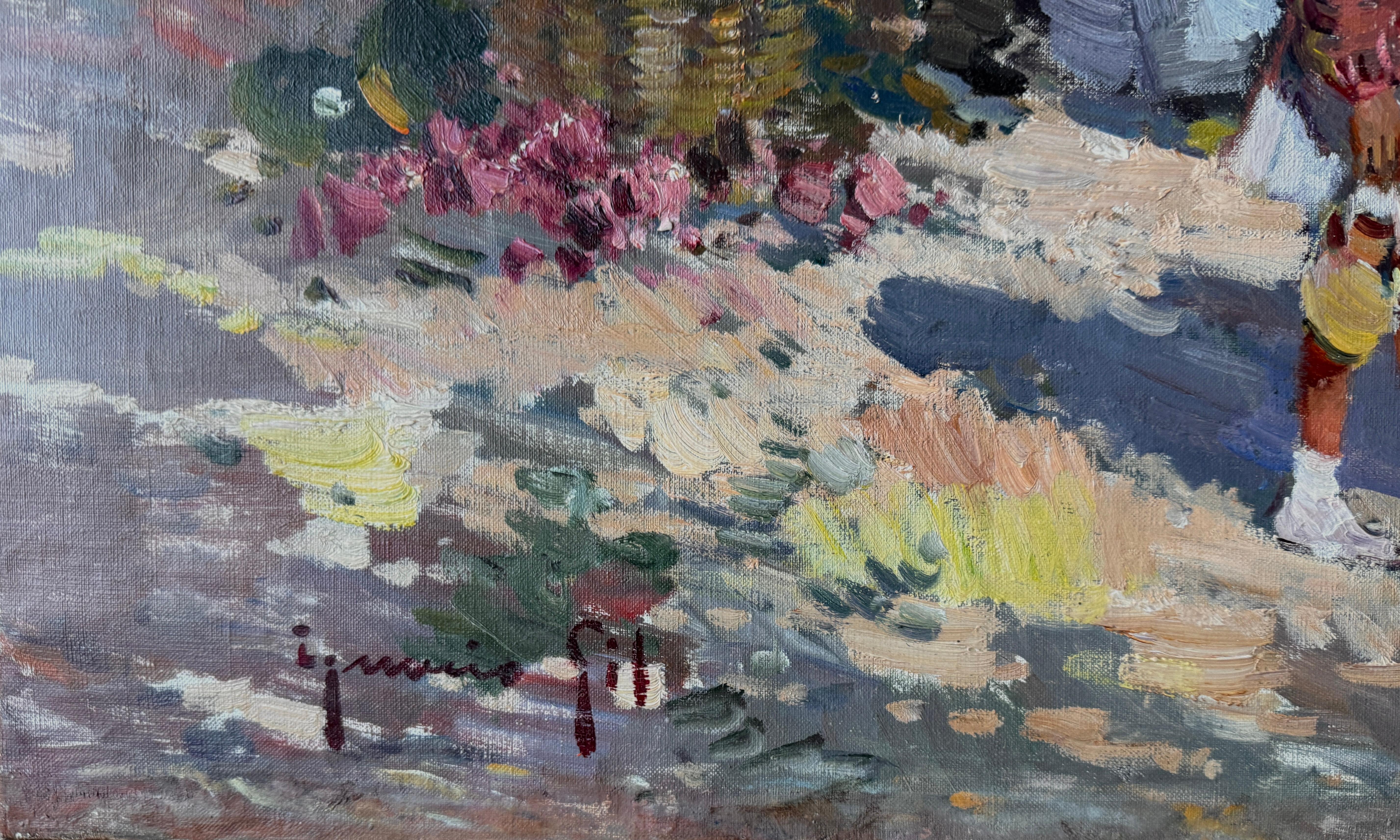 Ibiza Markt Öl auf Leinwand Gemälde Spanien mediterran – Painting von Ignacio Gil Sala