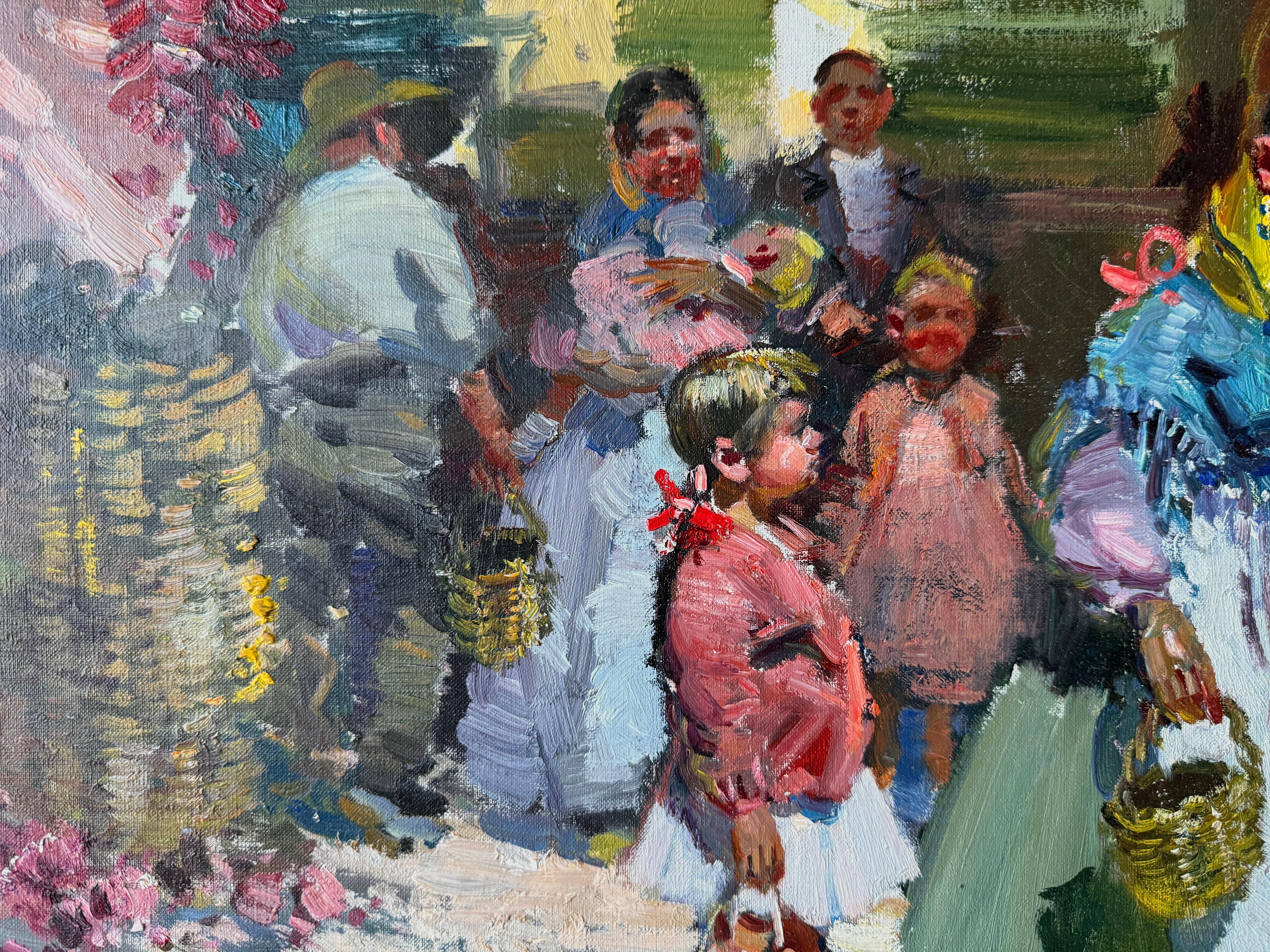 Ibiza Markt Öl auf Leinwand Gemälde Spanien mediterran (Post-Impressionismus), Painting, von Ignacio Gil Sala