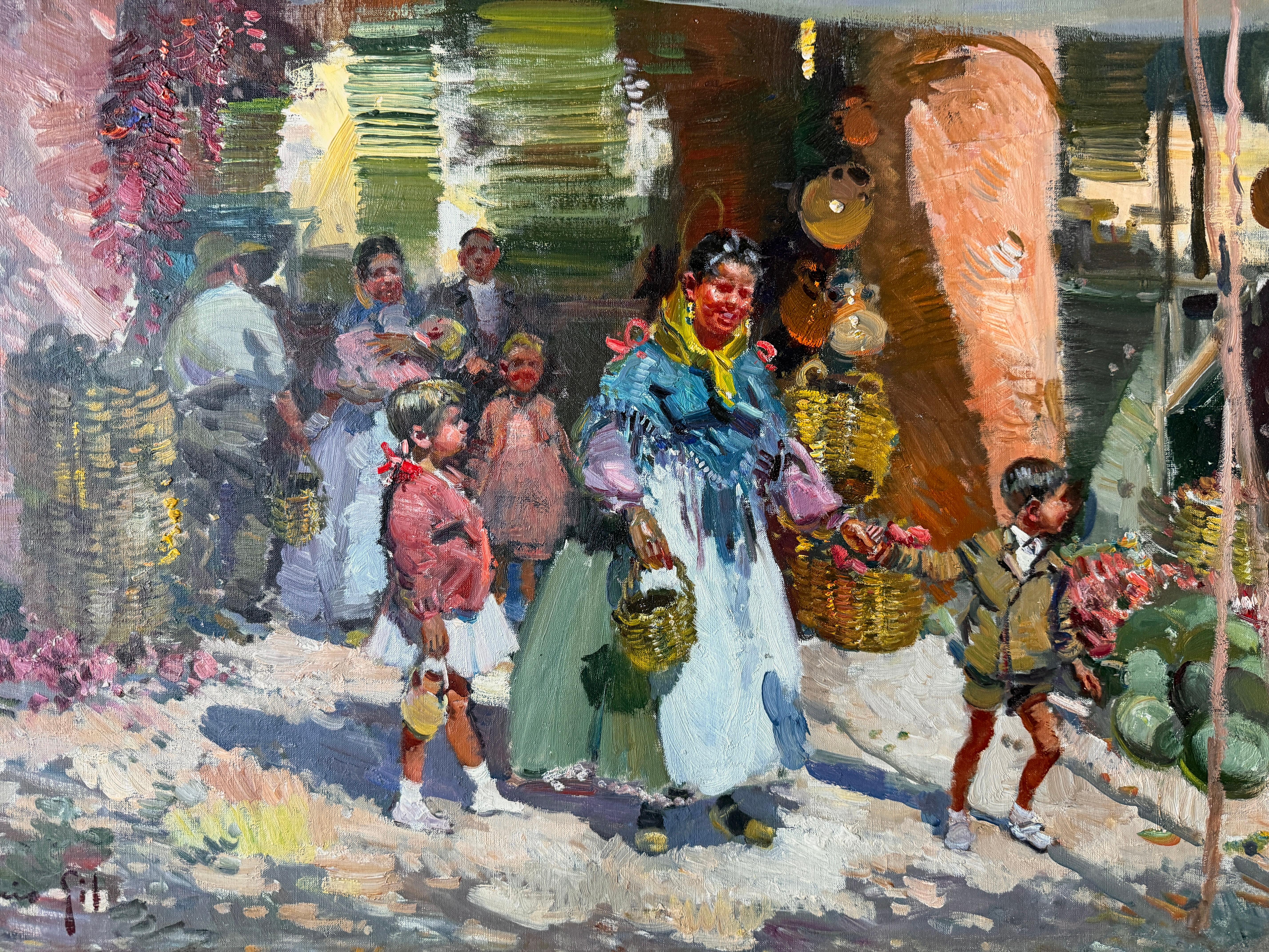 Ibiza Markt Öl auf Leinwand Gemälde Spanien mediterran im Angebot 2