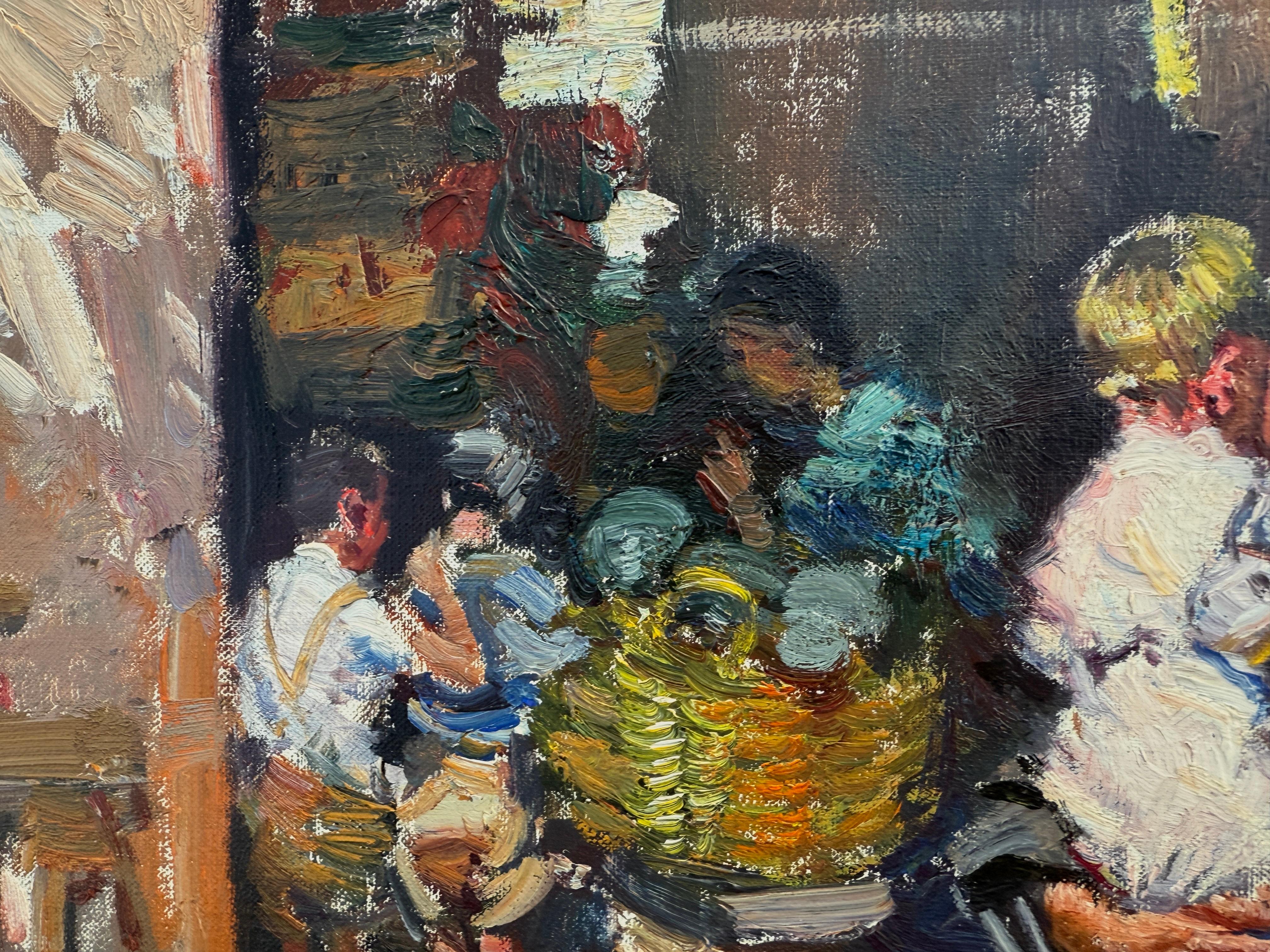 Title: Ibiza Market
Artist: Ignacio Gil Sala (Barcelona, 1913 – 2003)
Technique: Oil on canvas
Dimensions: 60 x 73 cm (23.6 x 28.7 in)
Support: Unframed canvas
Signature: Signed in the lower left corner
Period: Mid-20th century
Condition: Very good.