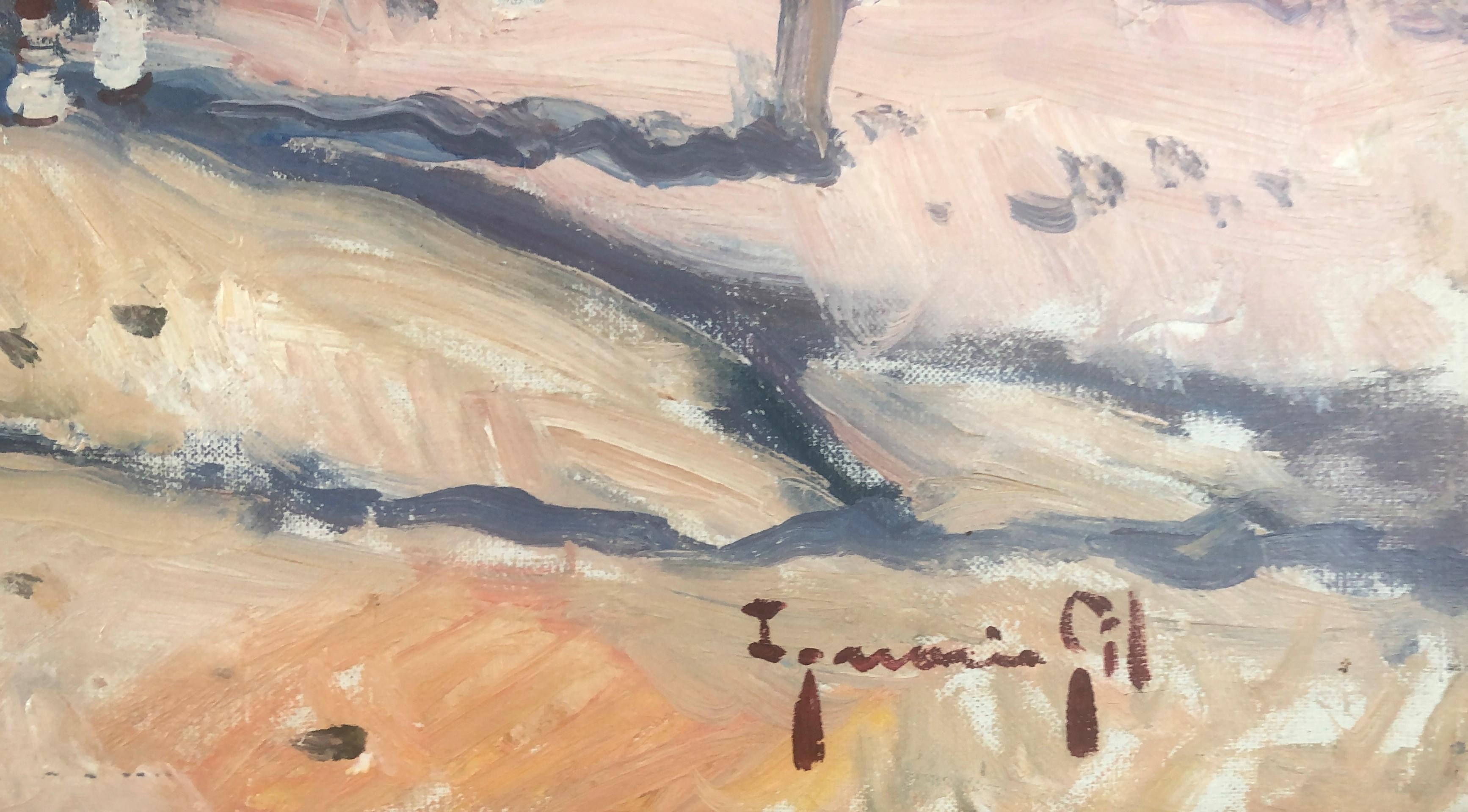 Ibiza scene Spain oil on canvas painting landscape - Painting by Ignacio Gil Sala