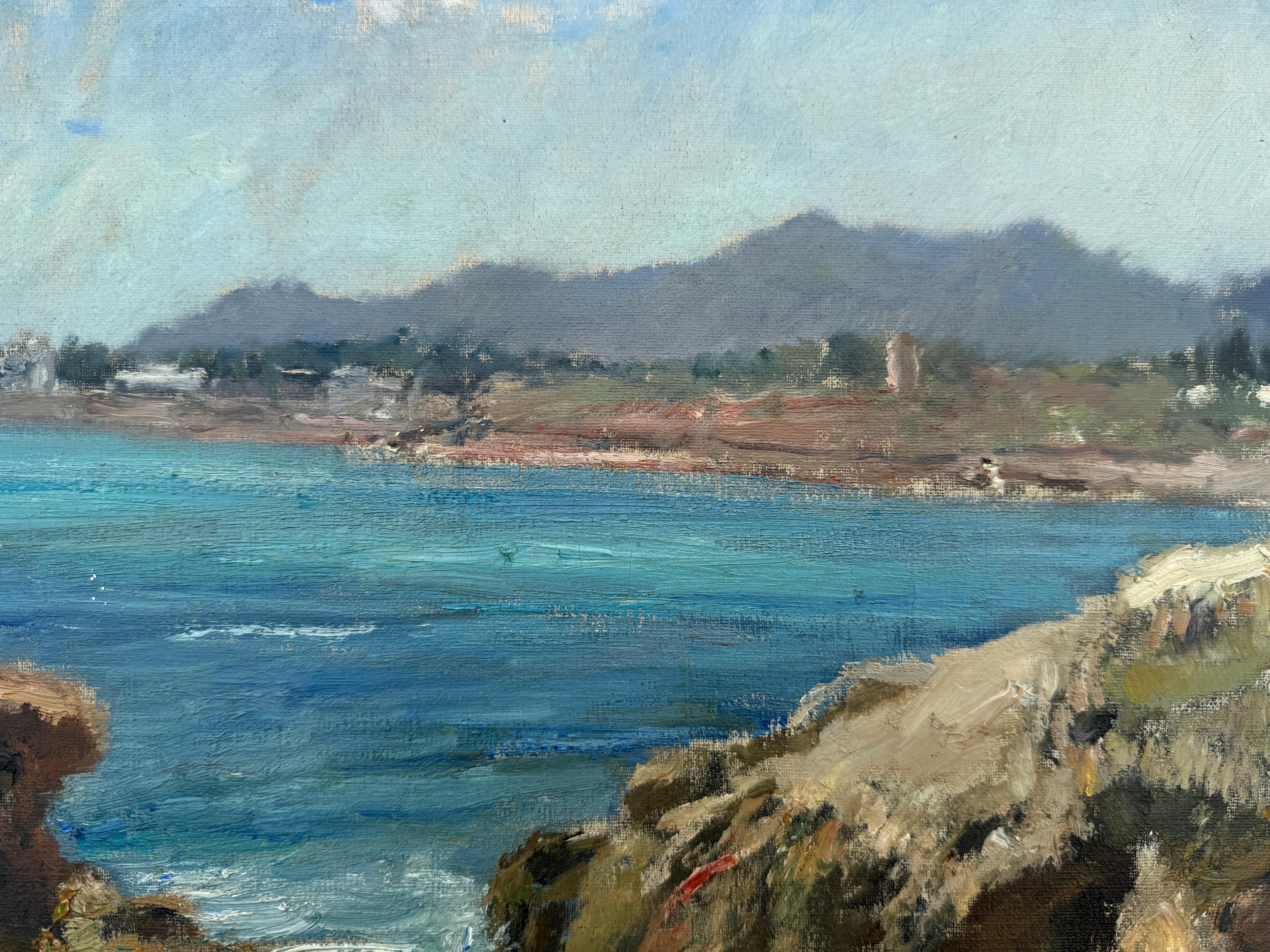 Ibiza Spagna olio su tela pittura mediterranea arte europea - Landscape Painting Grigio di Ignacio Gil Sala
