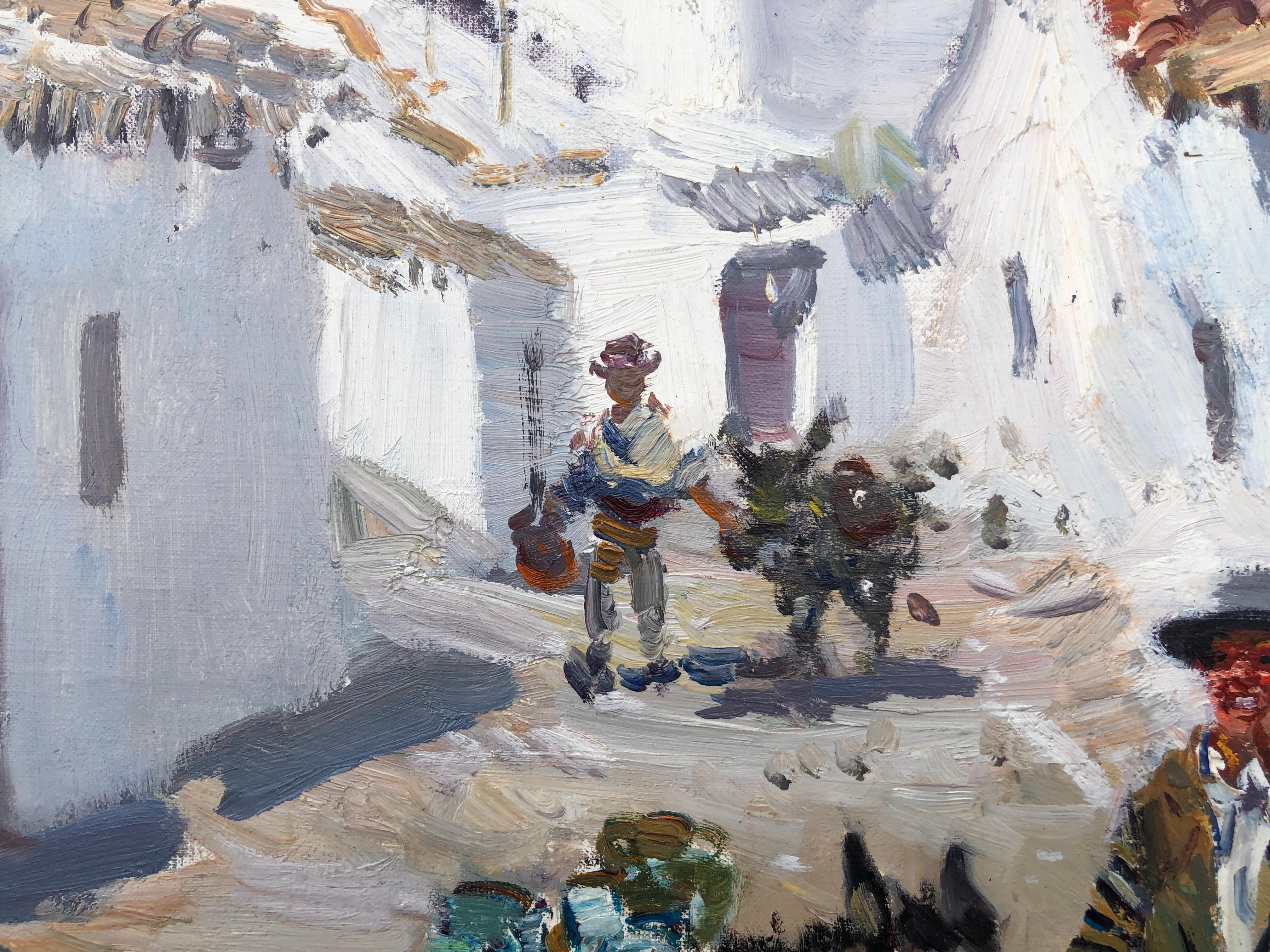 Tierra de Don Quijote España óleo sobre lienzo - Landscape Painting Gris de Ignacio Gil Sala