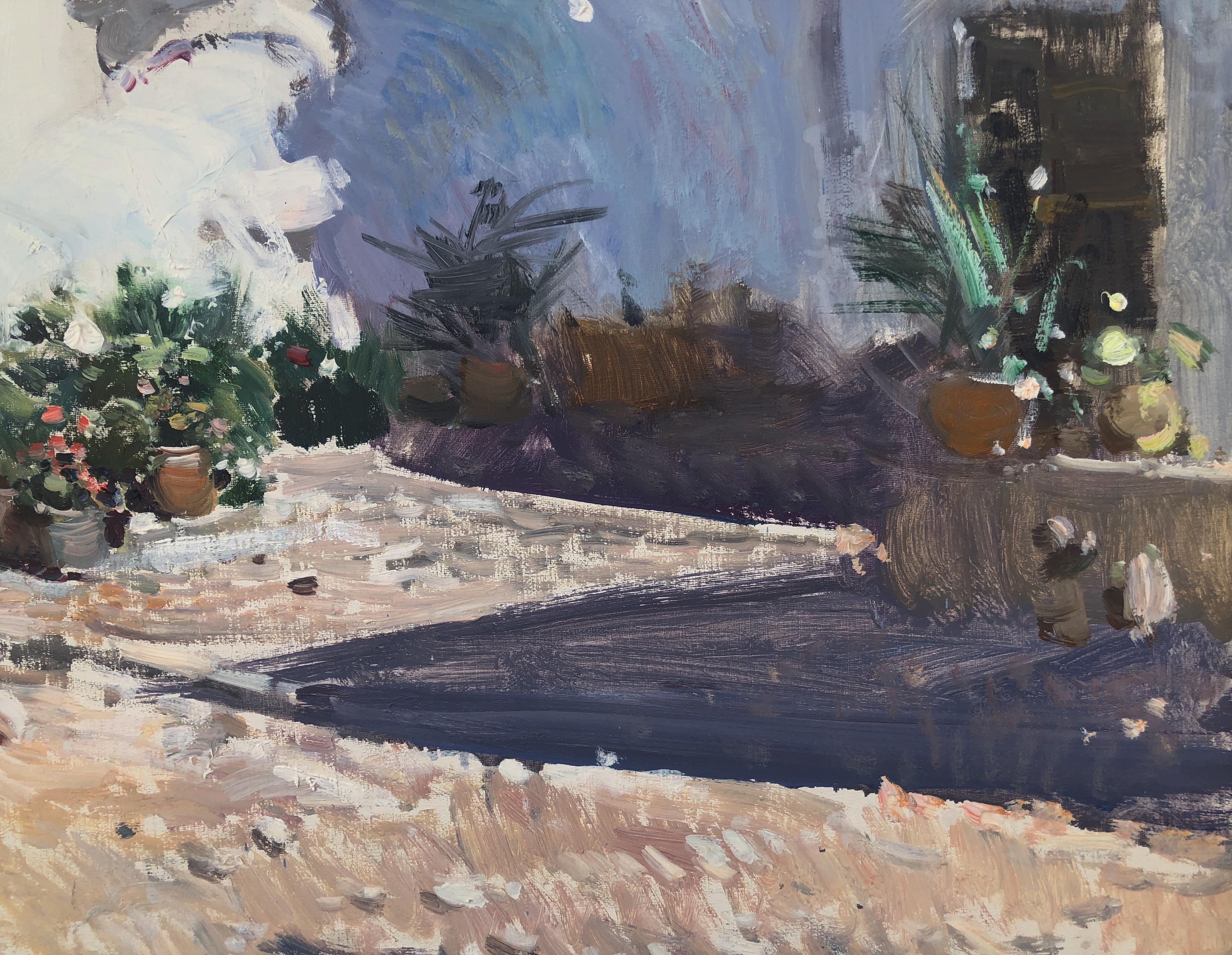 Maternity und weiße Häuser Ibiza, Spanien, Öl auf Leinwand, Gemälde im Angebot 4