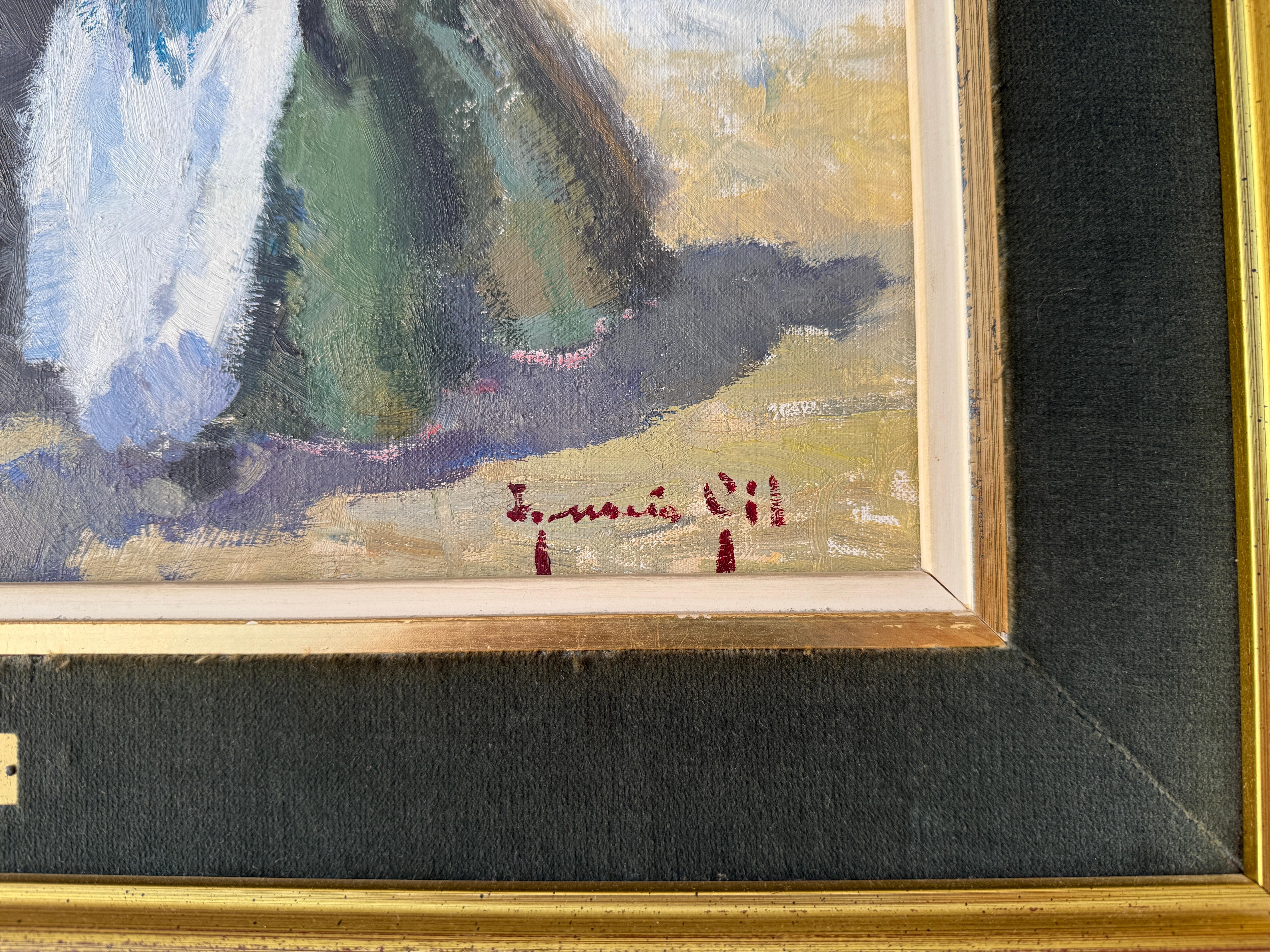 Auf dem Weg zur Messe Ibiza Öl auf Leinwand Gemälde Spanien (Post-Impressionismus), Painting, von Ignacio Gil Sala