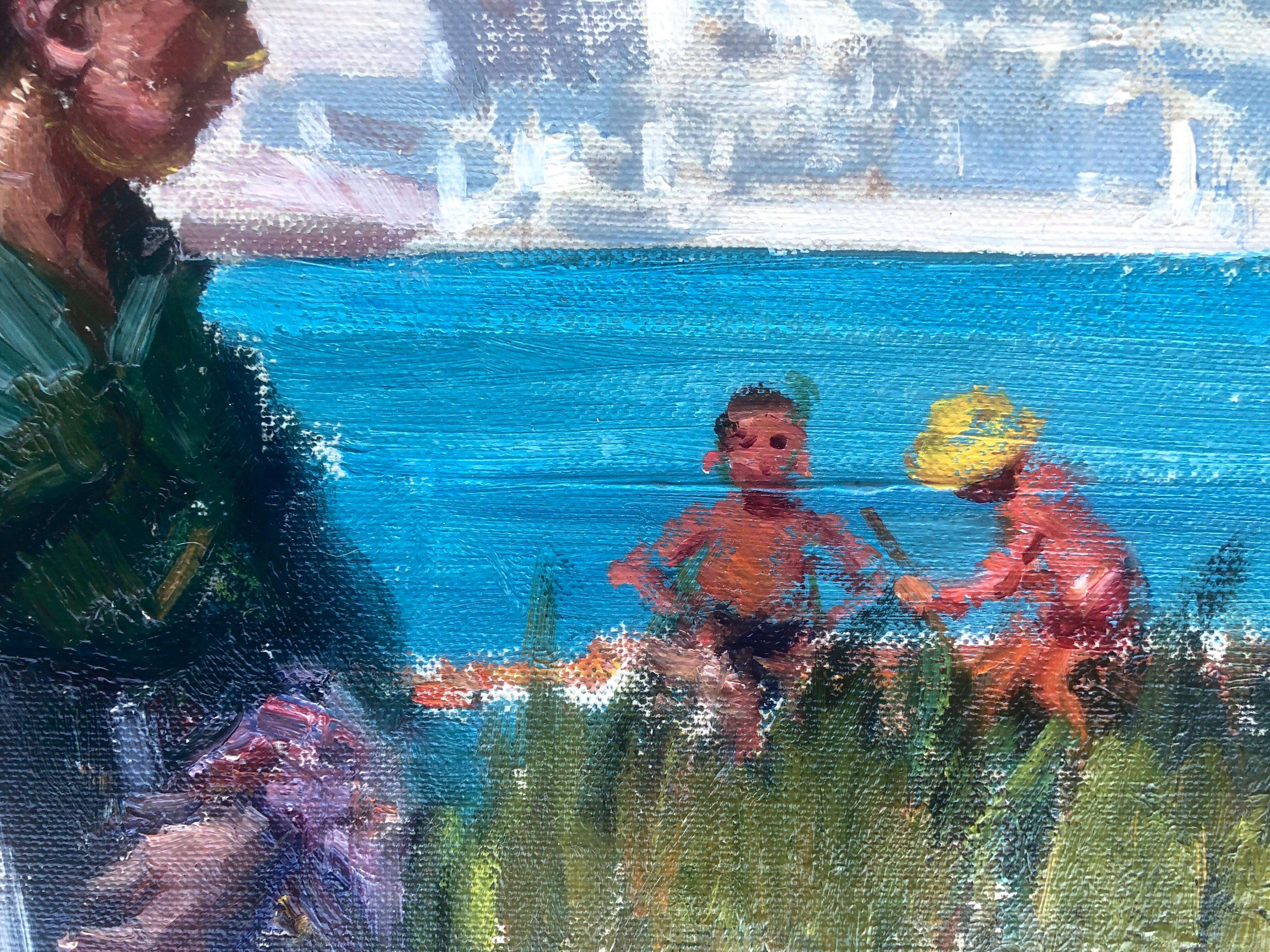 gens d'ibiza Espagne huile sur toile peinture paysage marin espagnol - Post-impressionnisme Painting par Ignacio Gil Sala