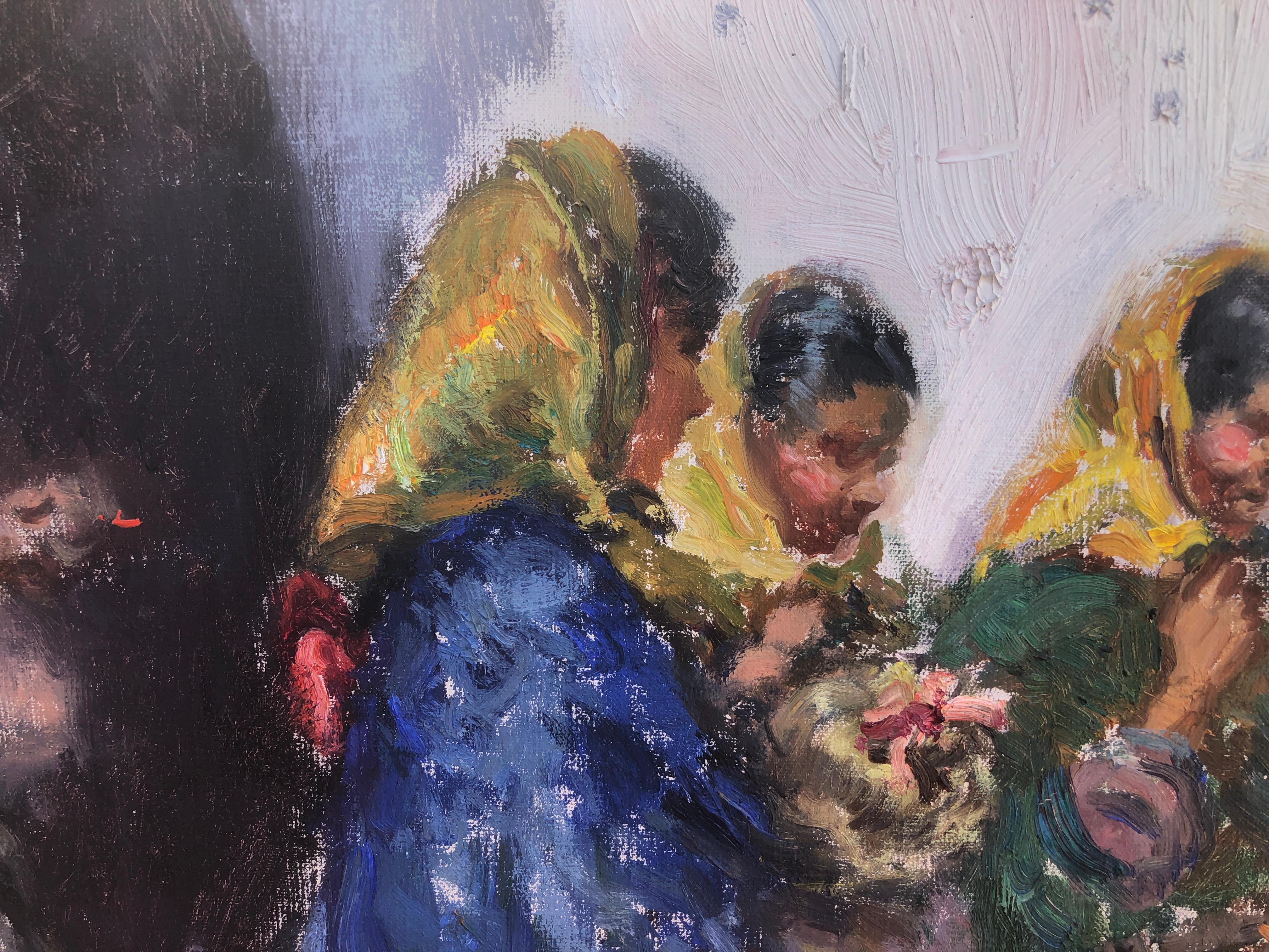 Menschen aus ibiza, Spanien, Öl auf Leinwand, Gemälde spanische Stadtlandschaft (Post-Impressionismus), Painting, von Ignacio Gil Sala