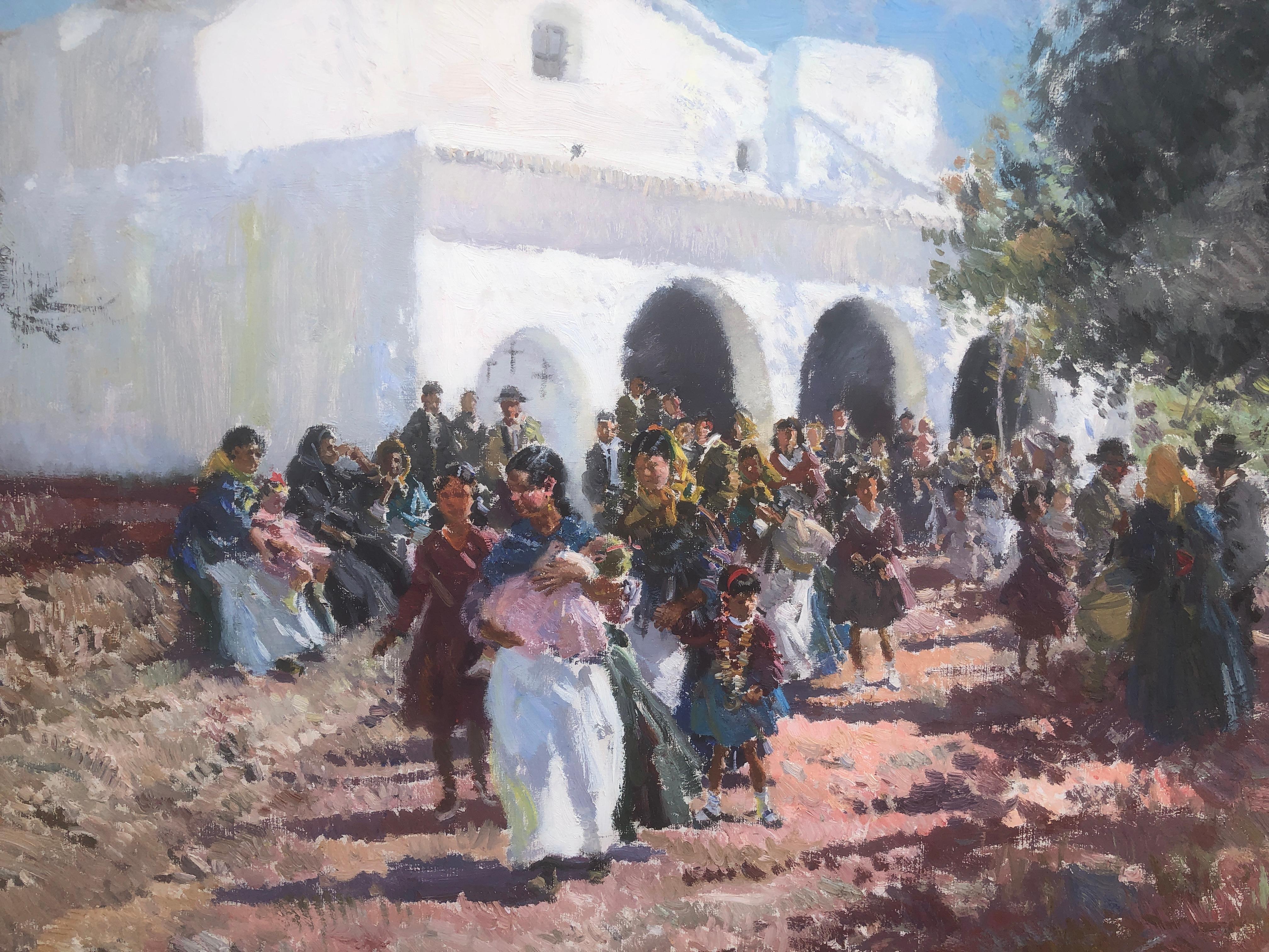 people from ibiza Spain oil on canvas painting spanish urbanscape 3