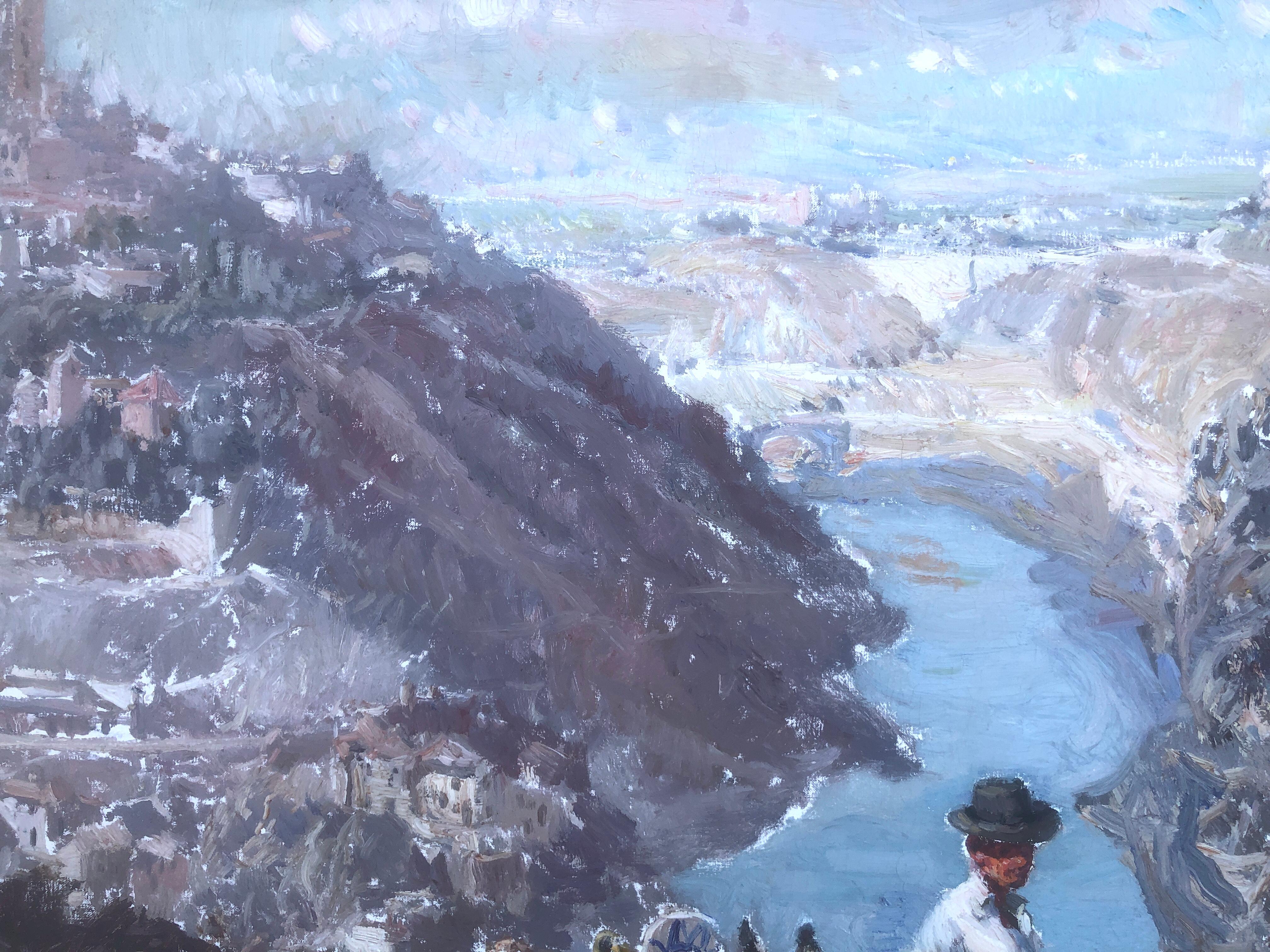 Toledo España óleo sobre lienzo pintura paisaje español en venta 1