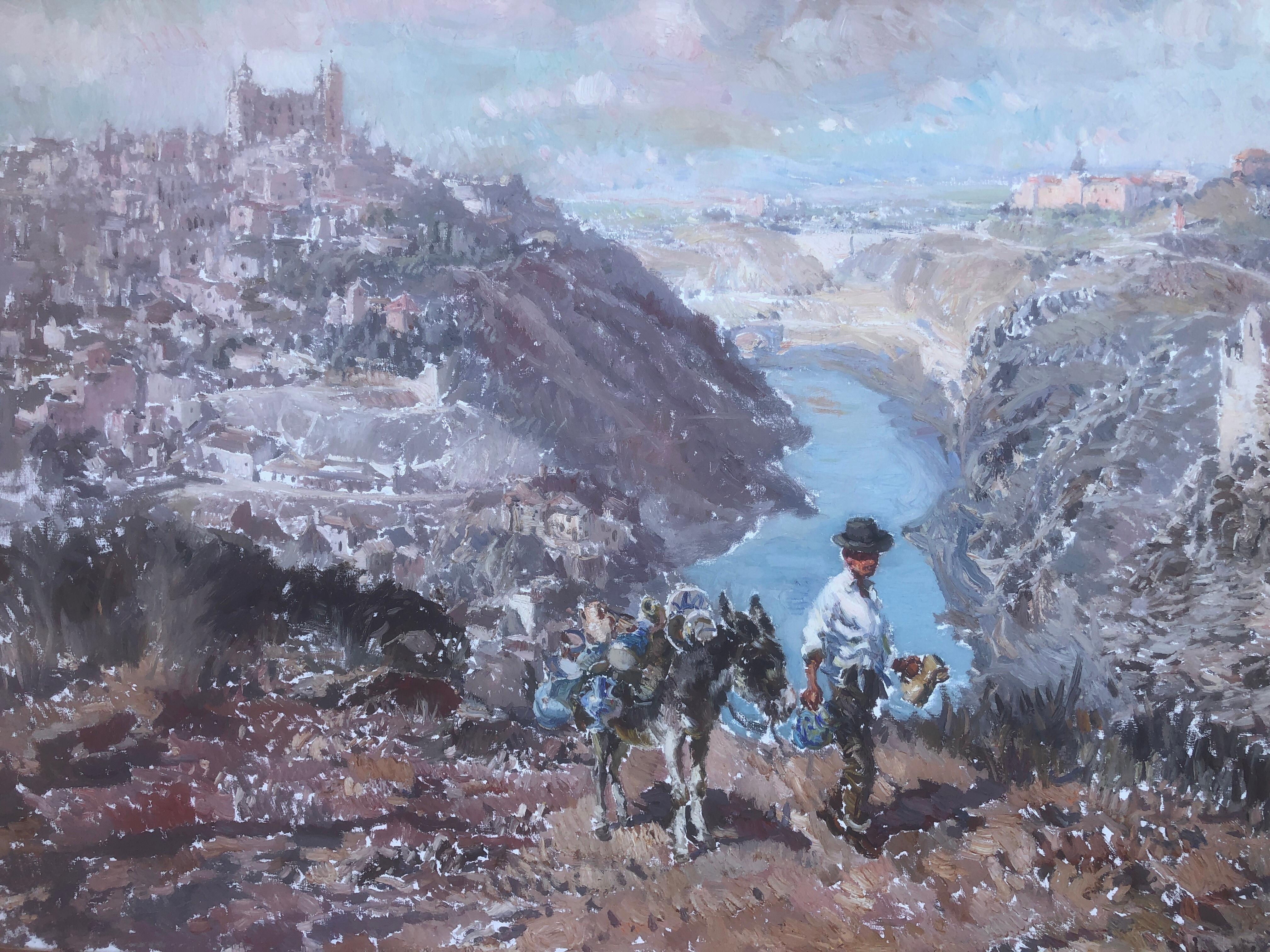 Toledo España óleo sobre lienzo pintura paisaje español en venta 2