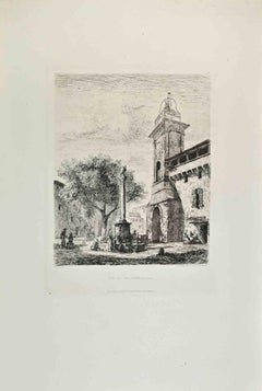 Vue de Pelicane - Etching by Ignacio León y Escosura - 1870s