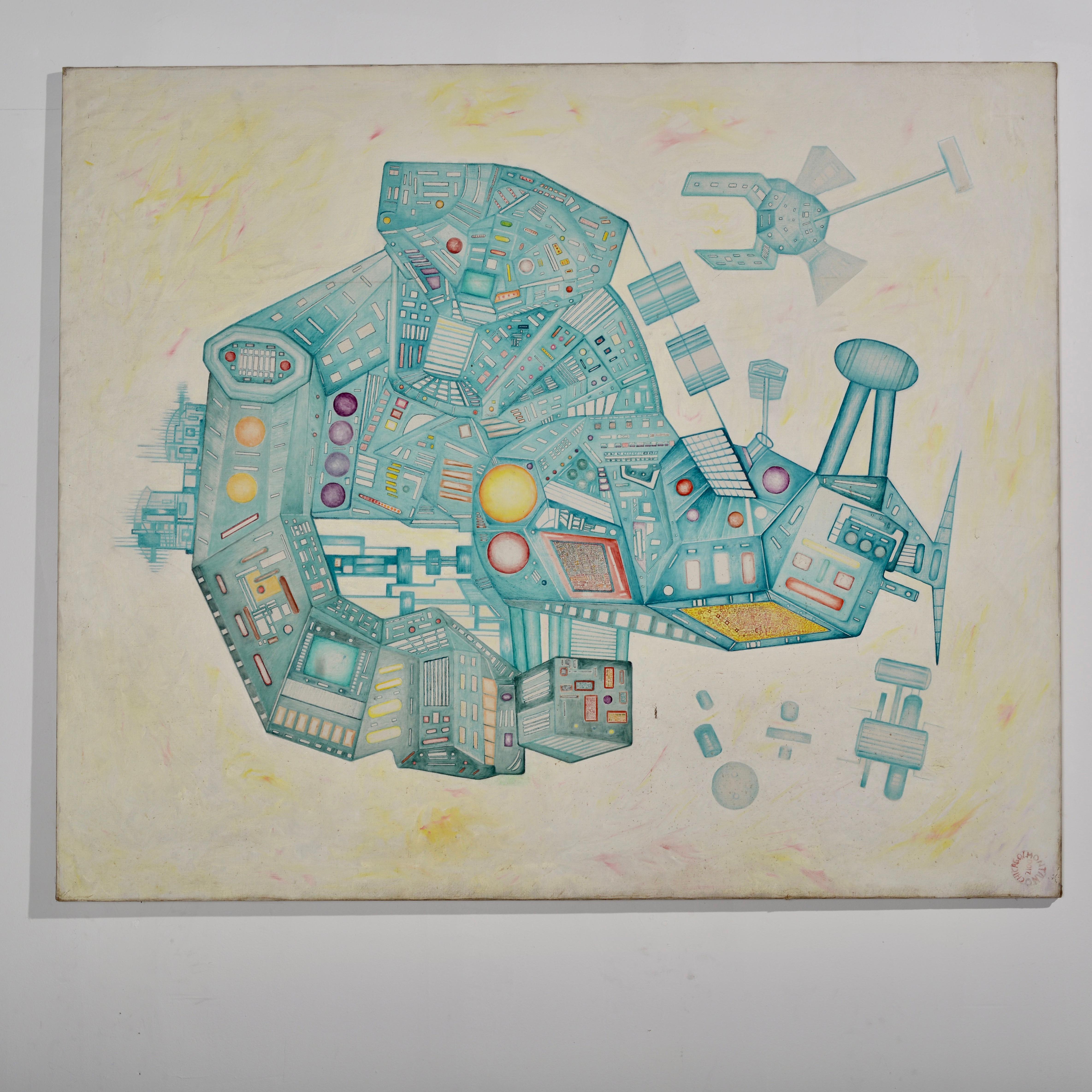 Peint Ignacio Montano - IntutionRealFuturism - mixed media original art en vente