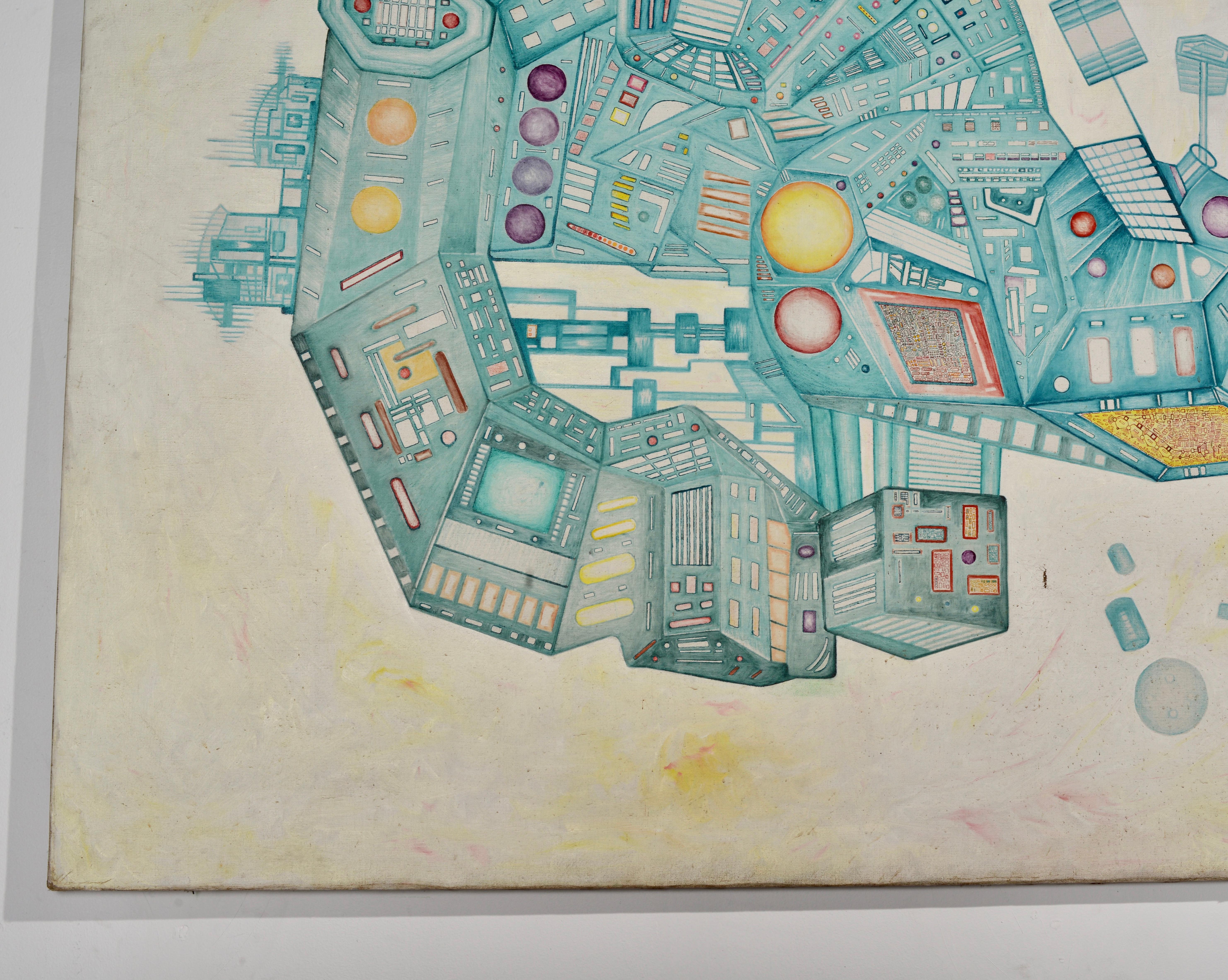 Ignacio Montano - IntutionRealFuturism - mixed media original art Bon état - En vente à Los Angeles, CA