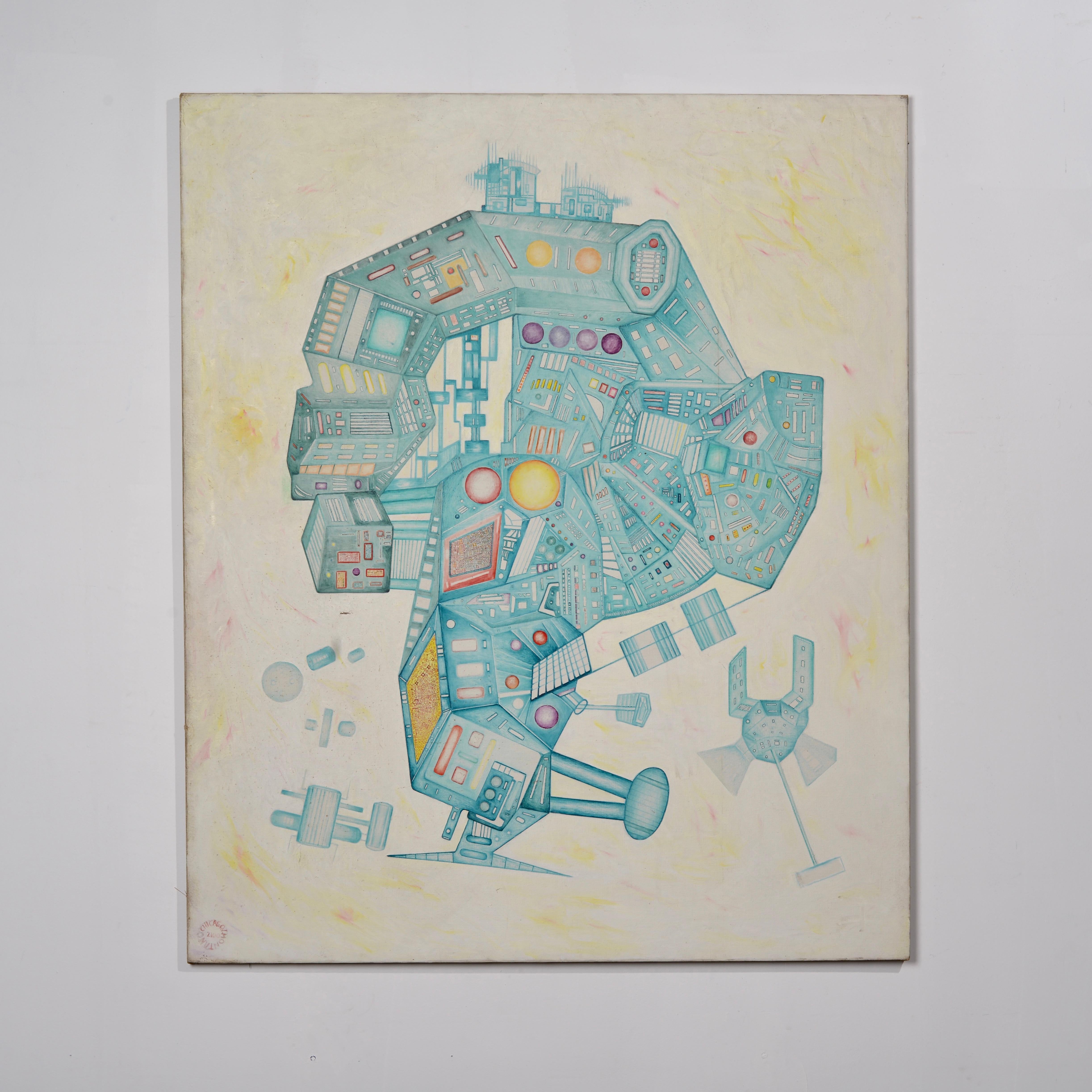 Ignacio Montano - IntutionRealFuturism - mixed media original art en vente 3