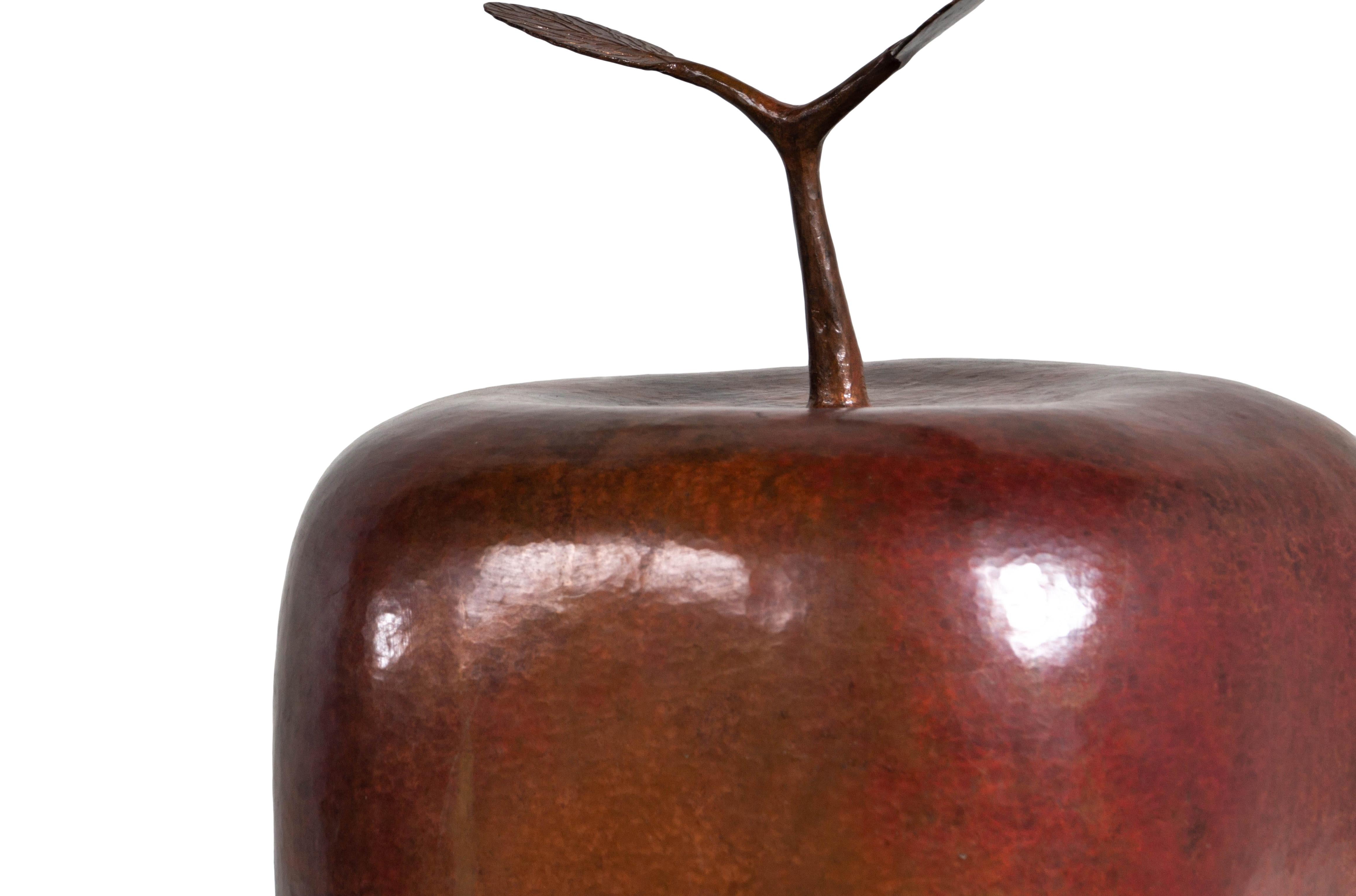 Pair of Ignacio Punzo Angel Hammered Copper Fruit Sculptures In Good Condition In Dallas, TX