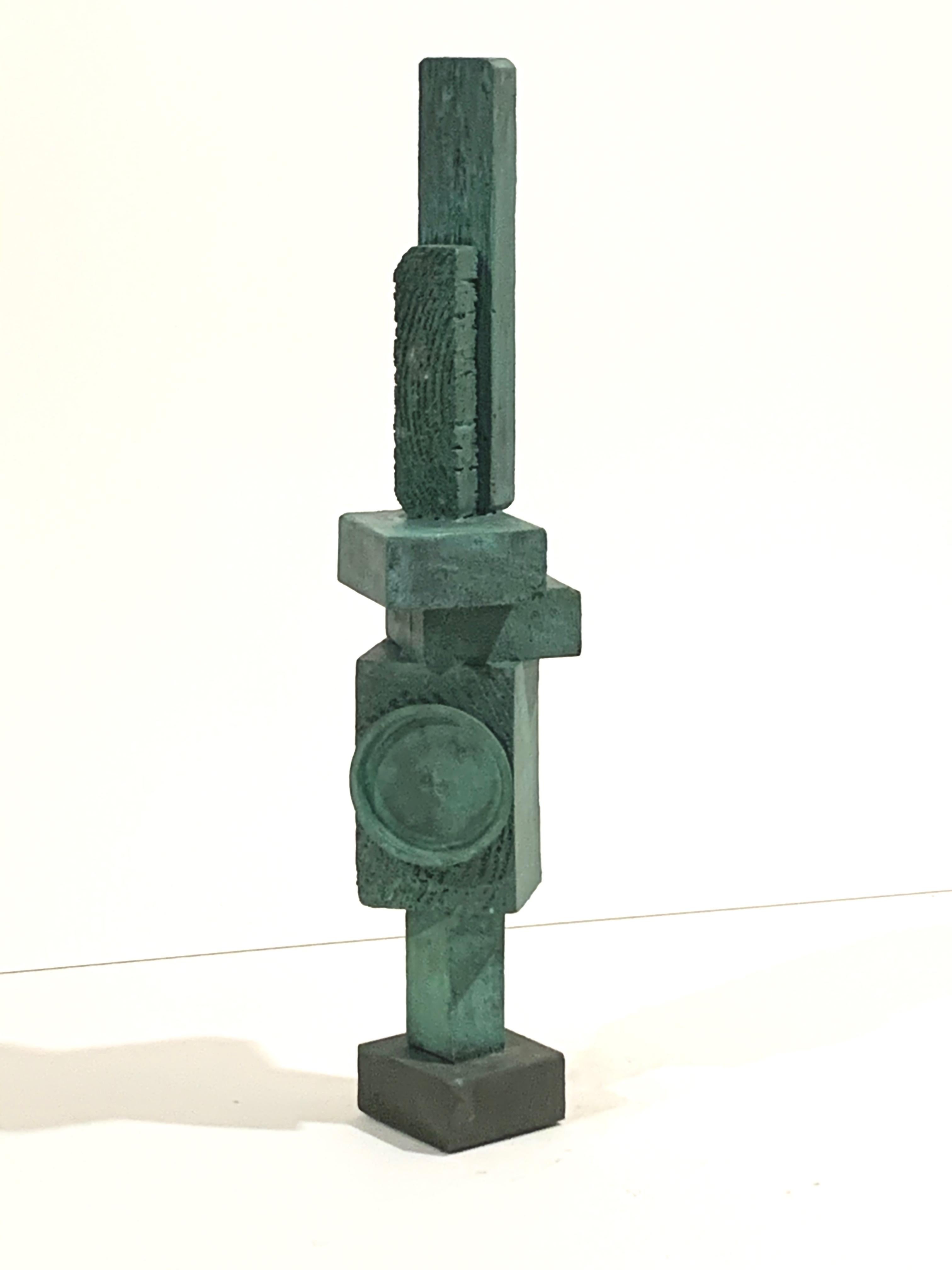 Brutalist 'Ignacio' Tall TOTEM Sculpture with Weathered Bronze Finish by Judy Engel