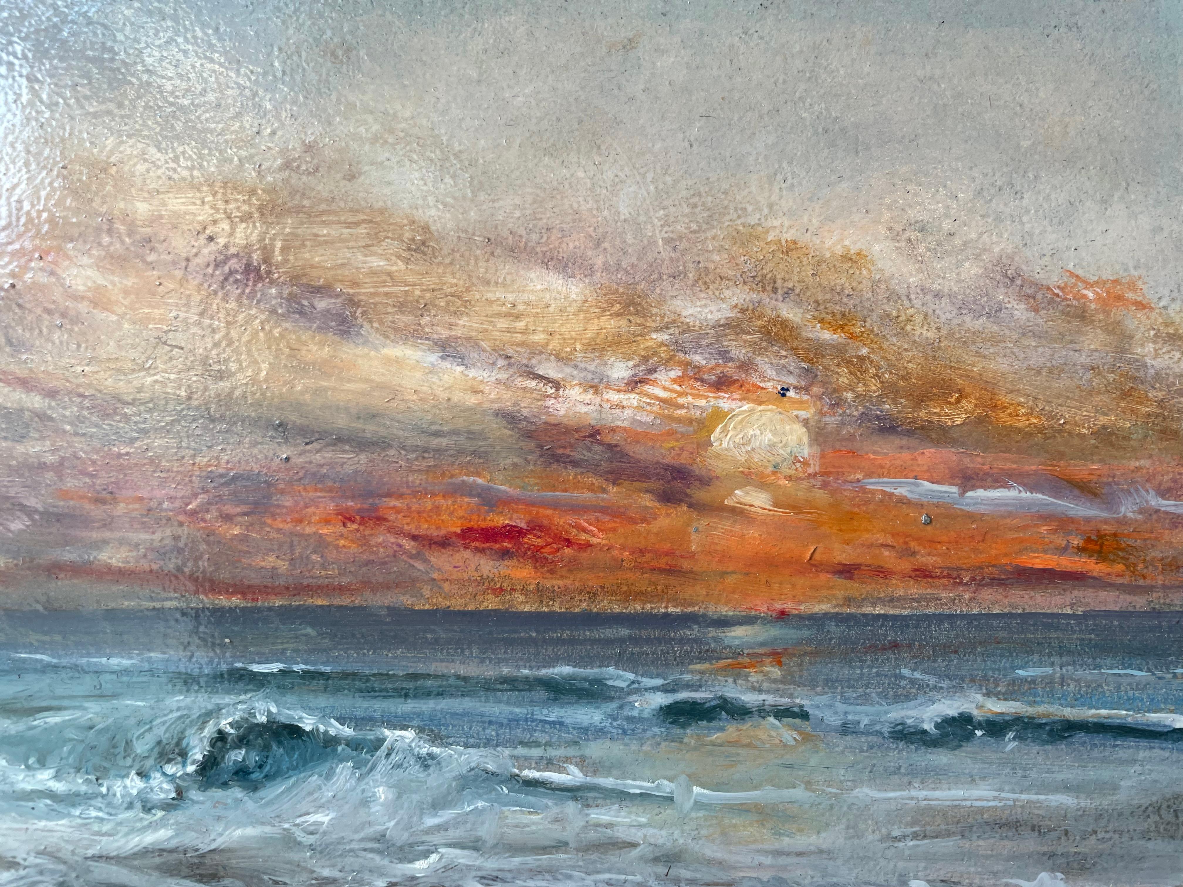 sunset beach oil painting