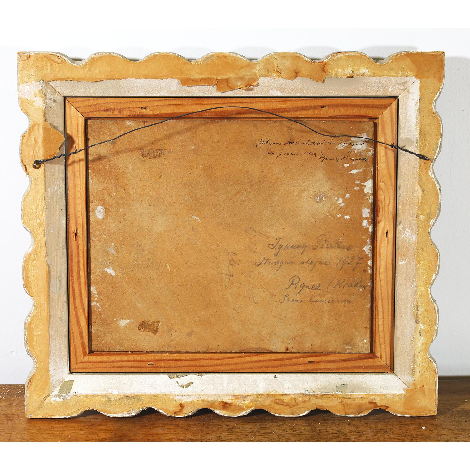 Rynek (Cracovie) - (Marché - Cracovie, Pologne) - Gris Landscape Painting par Ignacy Pinkas