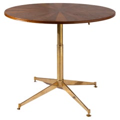 Ignanzio Gardella adjustable table in walnut and brass, Azucena, Italy, 1950s