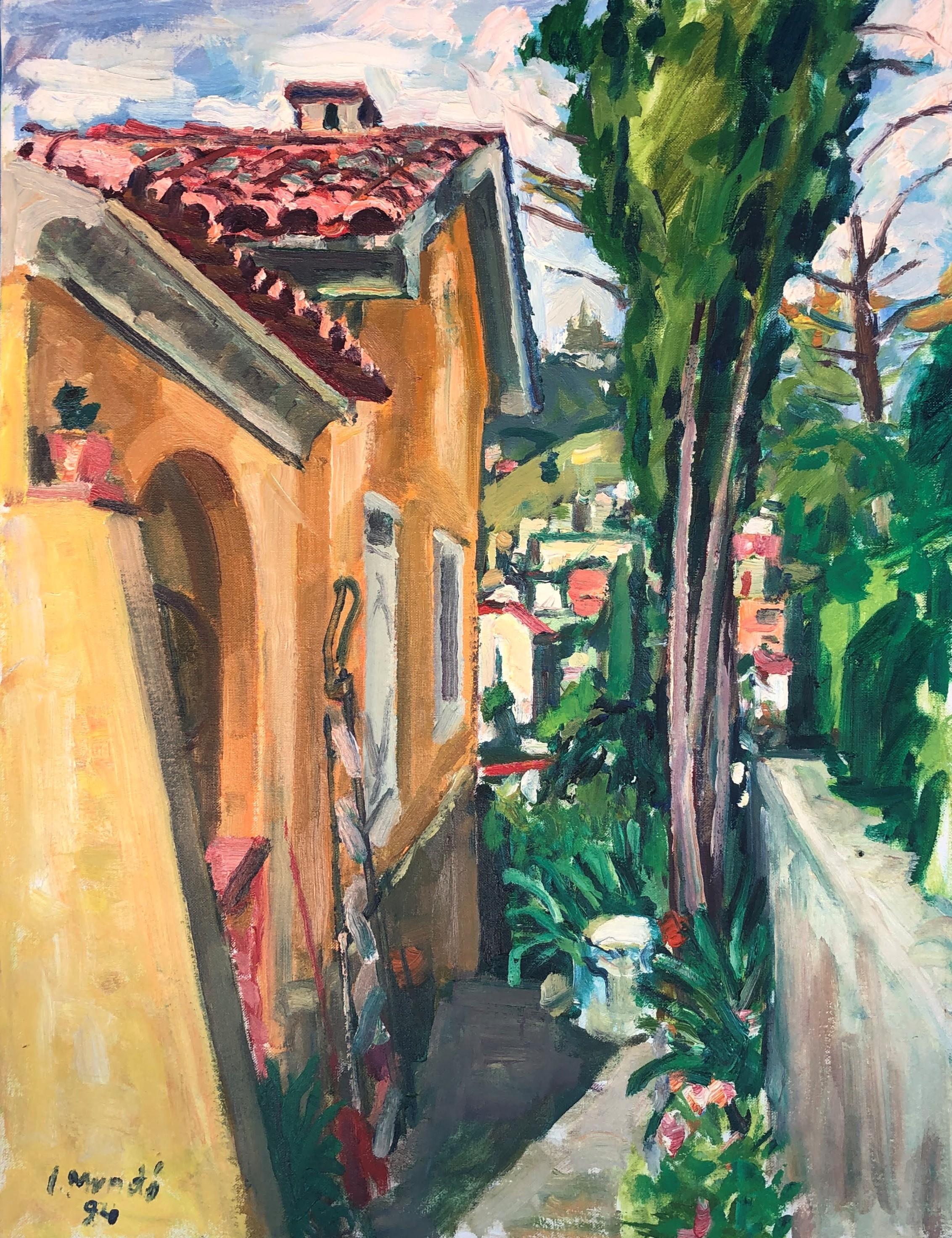 Ignasi Mundó Landscape Painting - Garden Corner original fauvist oil on canvas landscape painting