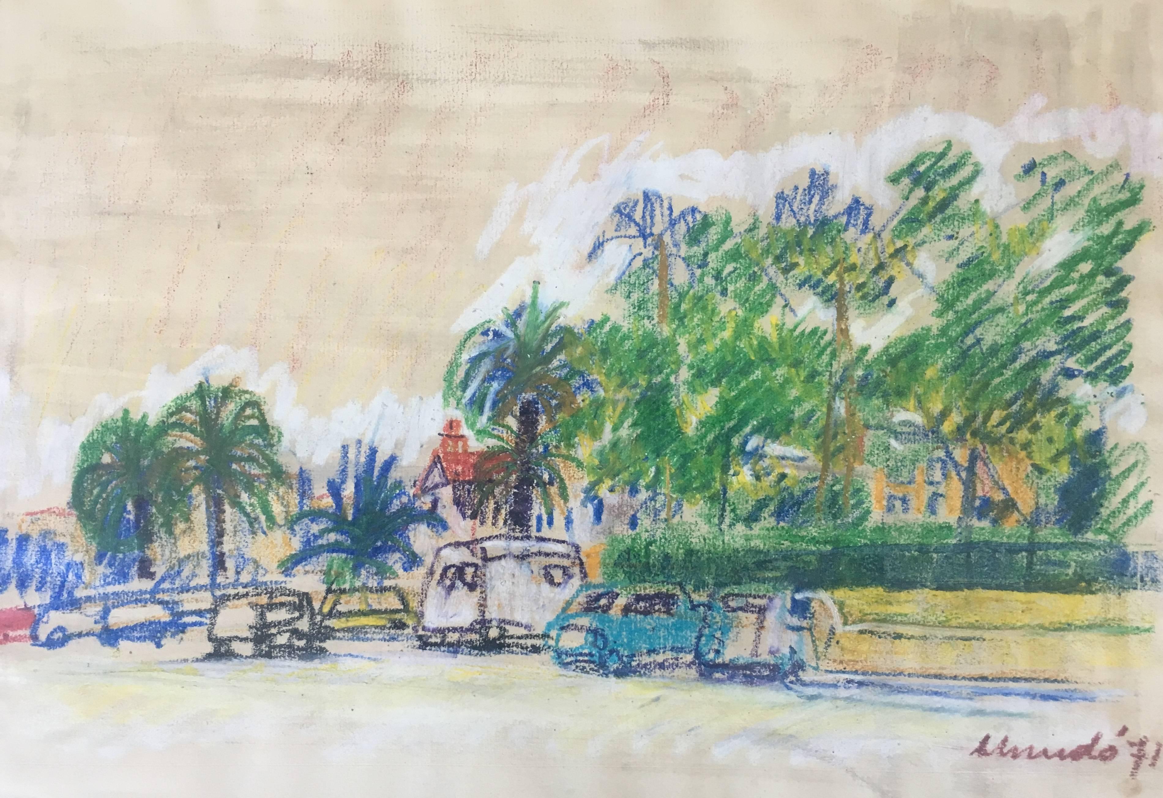I. Mundo 12 Barcelona street peinture à l'aquarelle originale - Painting de Ignasi Mundó