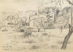 I. Mundo. BARCELLONA paesaggio originale dipinto a mano