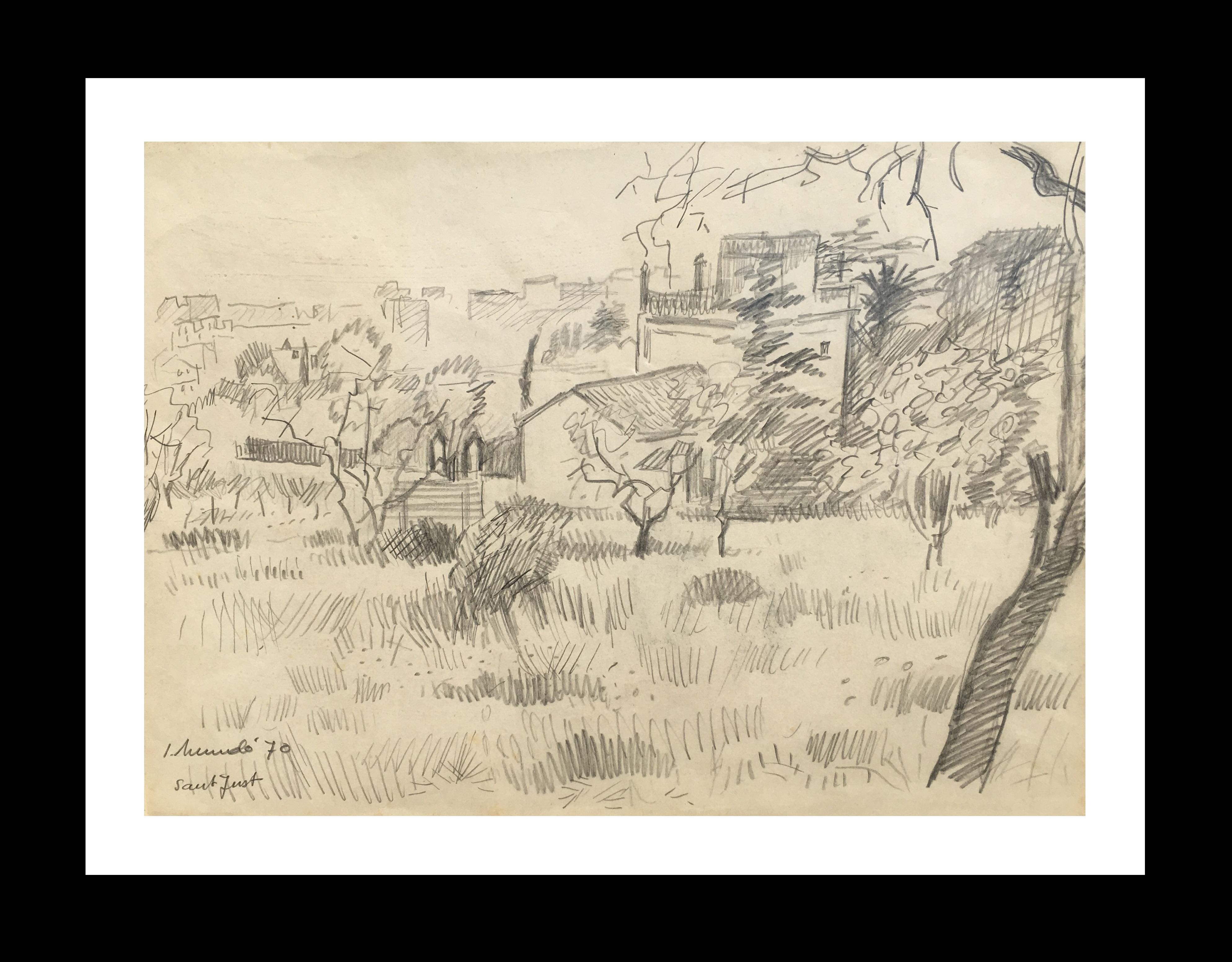 Ignasi Mundó Landscape Painting - I. Mundo. BARCELONA landscape original grawing painting