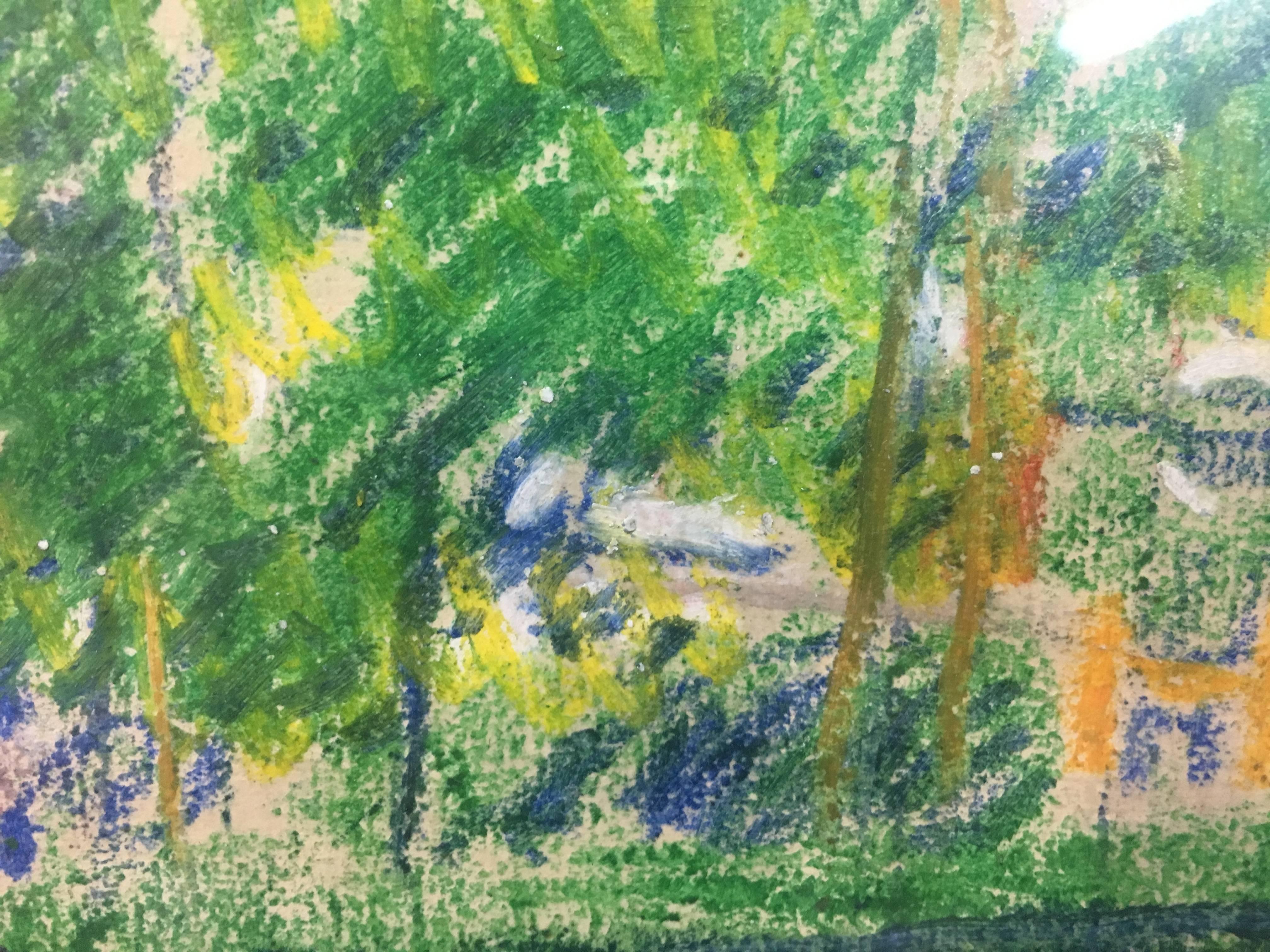 I. Mundo  Calle de Barcelona pintura original en acuarela - Landscape Painting Gris de Ignasi Mundó