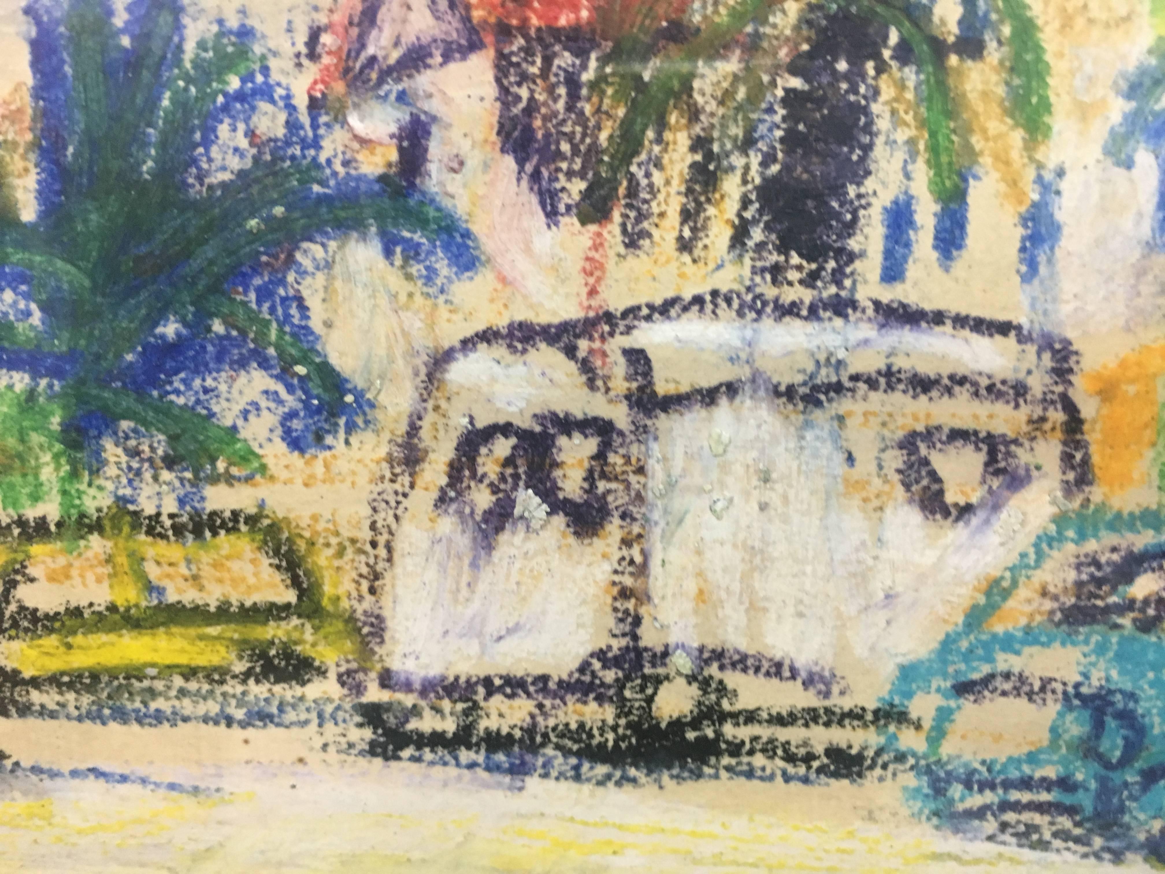 CALLE BARCELONA pintura original a la acuarela. 
MUNDO Ignasi 
Ignasi Mundó se formó en la Escuela de La Lonja, con Joaquín Mir, Mariano Pidelaserra y Manolo Hugué. En 1945 recibió una beca para viajar a París, y más tarde realizó varios viajes de