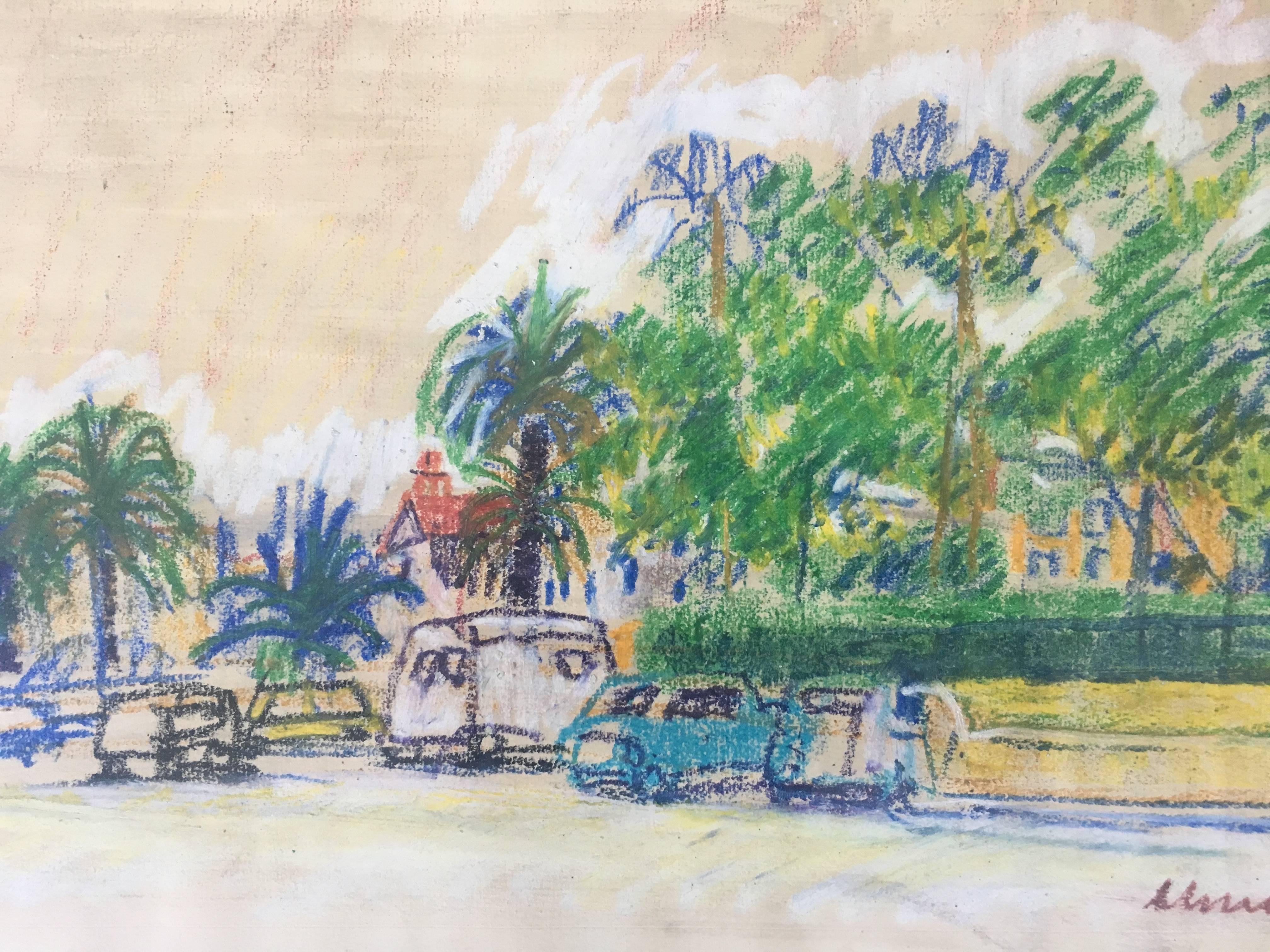 I. Mundo  Calle de Barcelona pintura original en acuarela en venta 1