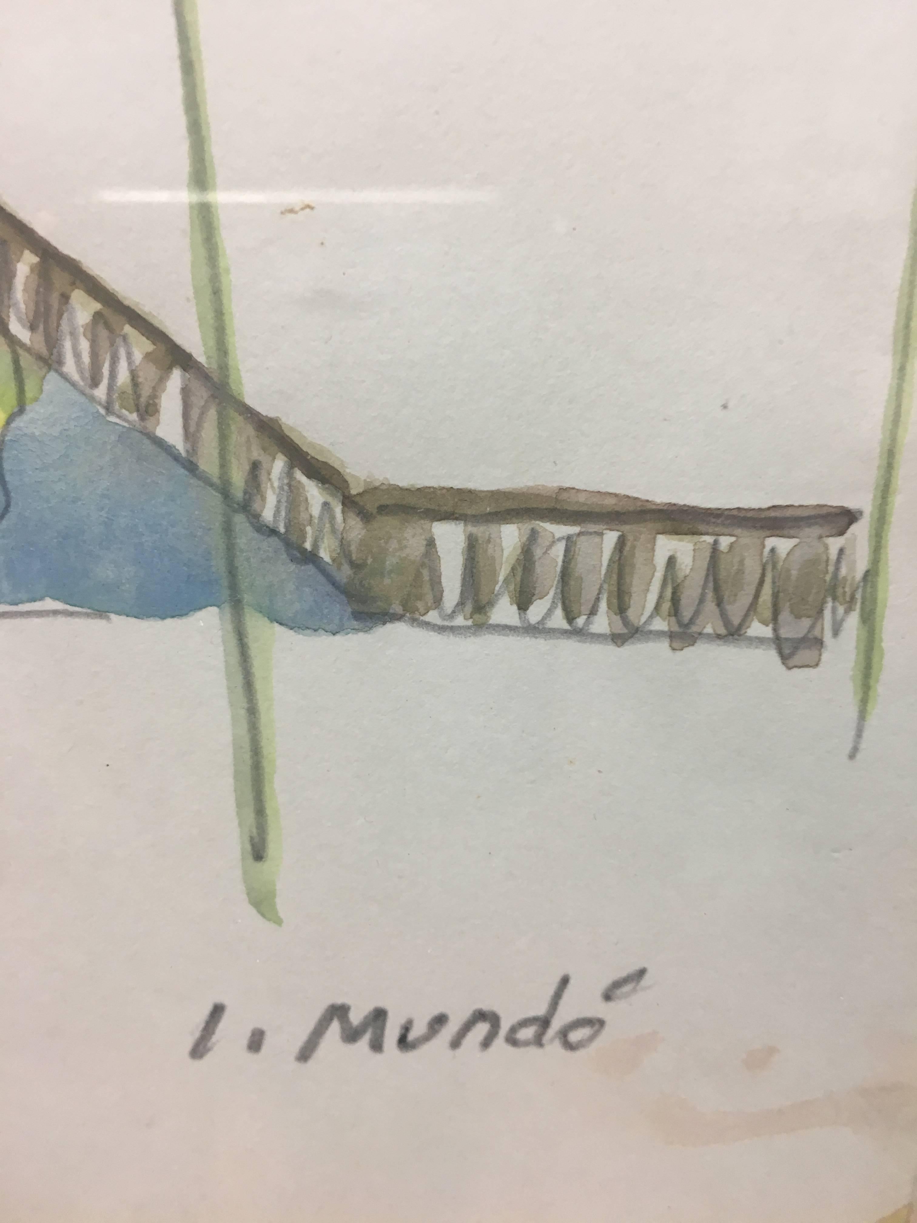 I. Mundo  Sitges. Barcelona. vertical.  pintura original en acuarela - Painting Expresionista de Ignasi Mundó