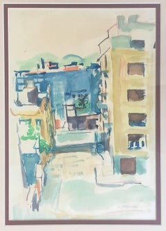I. Le monde vertical. BARCELONA STREET, peinture à l'aquarelle originale