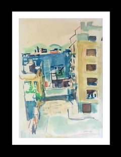 I. Le monde vertical. BARCELONA STREET, peinture à l'aquarelle originale