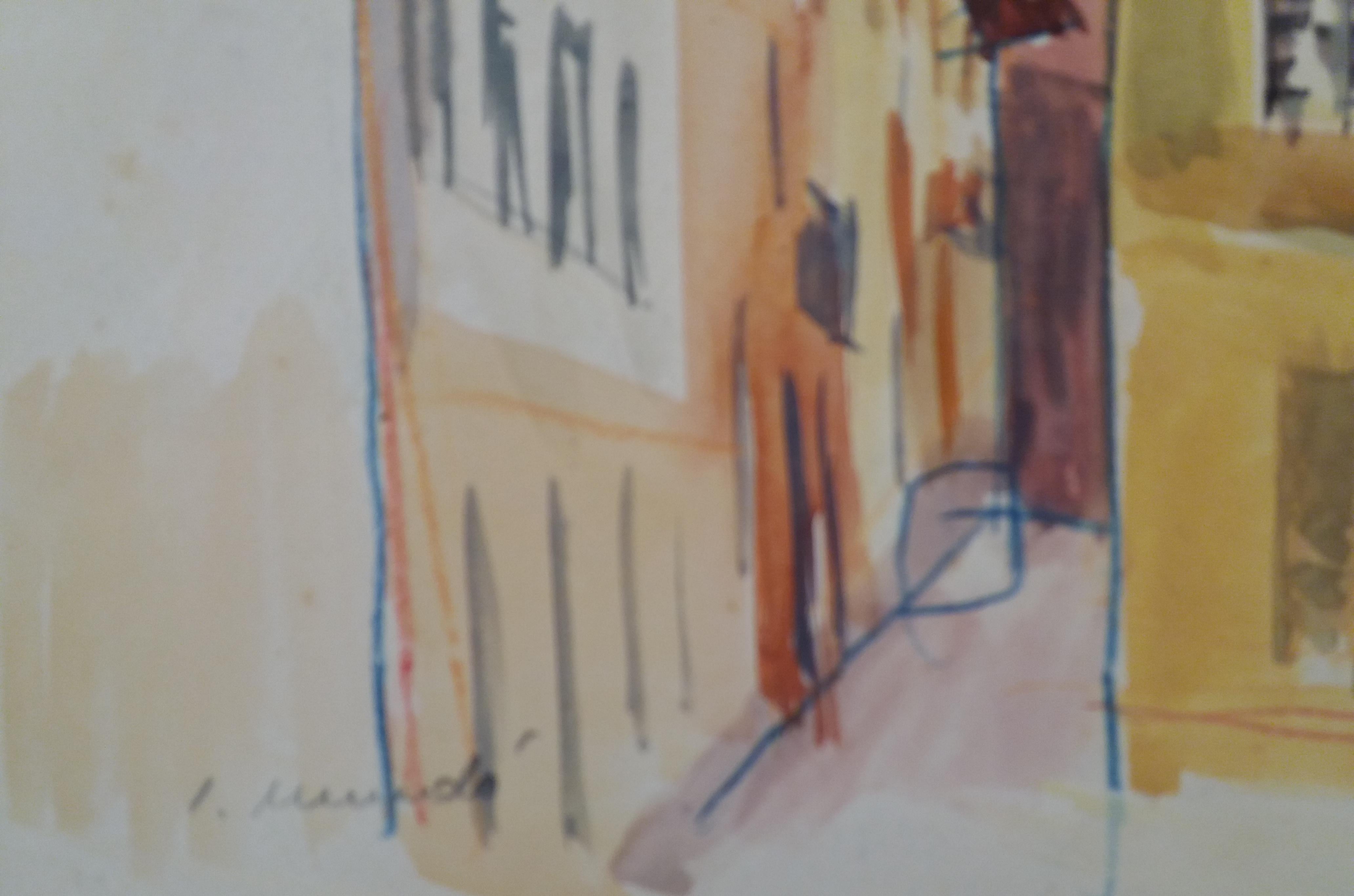 Ignasi Mundo.  Barcelona watercolor original paper expressionist painting - Expressionist Painting by Ignasi Mundó