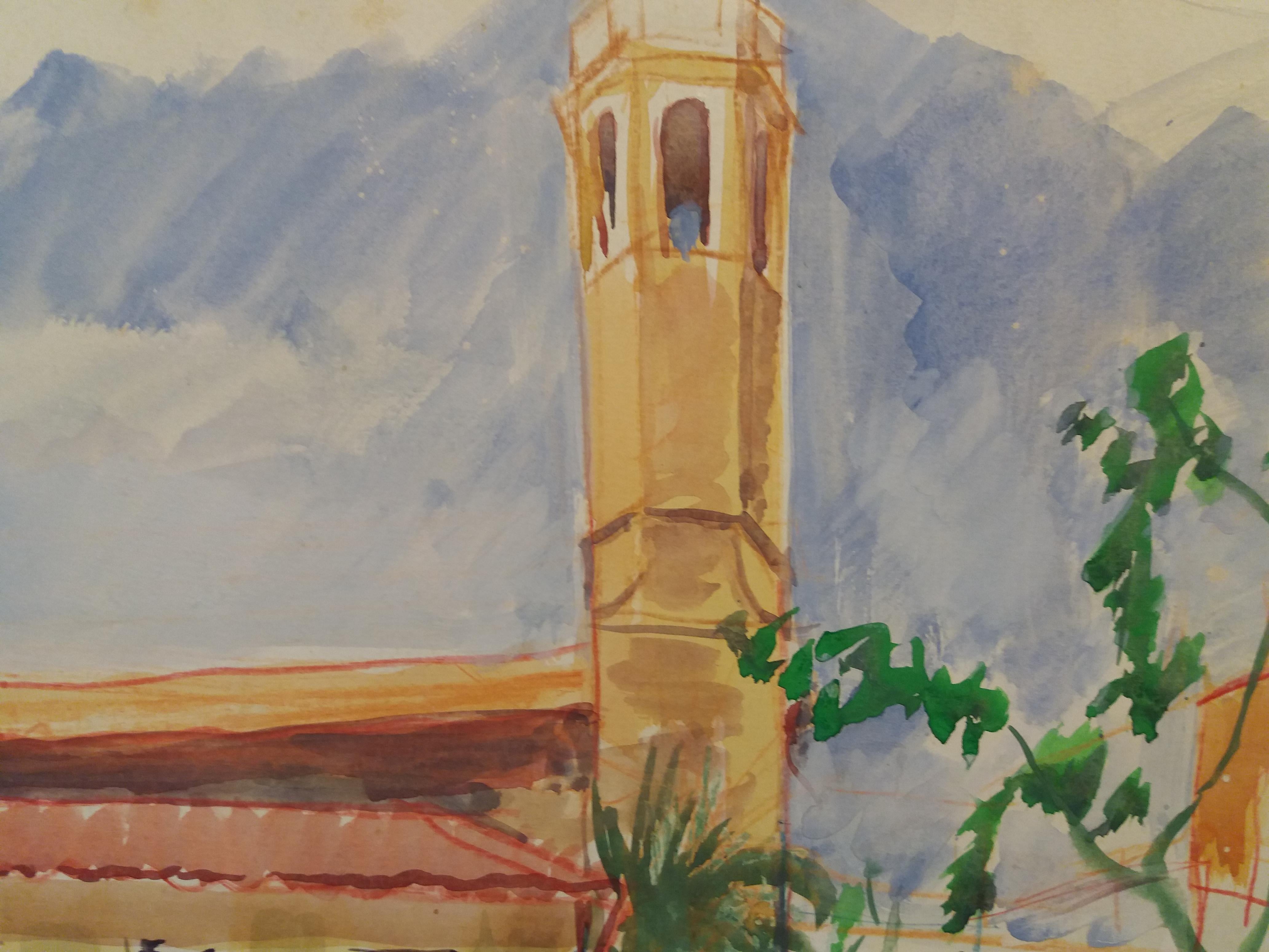 Barcelona watercolor original paper expressionist painting.
framed
MUNDO Ignasi 
Ignasi Mundó trained at the School of La Lonja, with Joaquín Mir, Mariano Pidelaserra and Manolo Hugué. In 1945 he received a scholarship travels to Paris, and later
