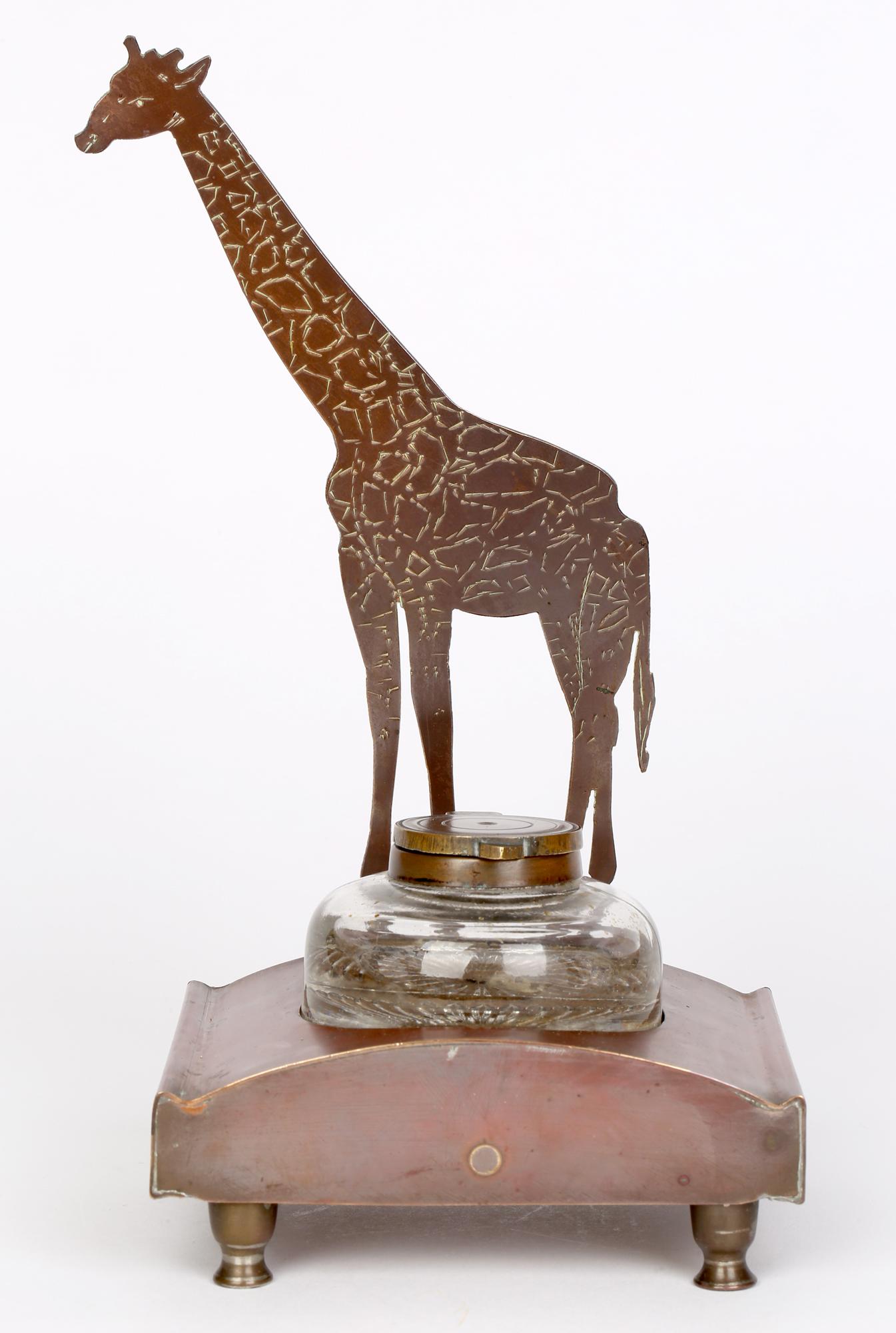 Ignatius Taschner 'German, 1871-1913' Jugendstil Giraffe Mounted Ink Stand 4