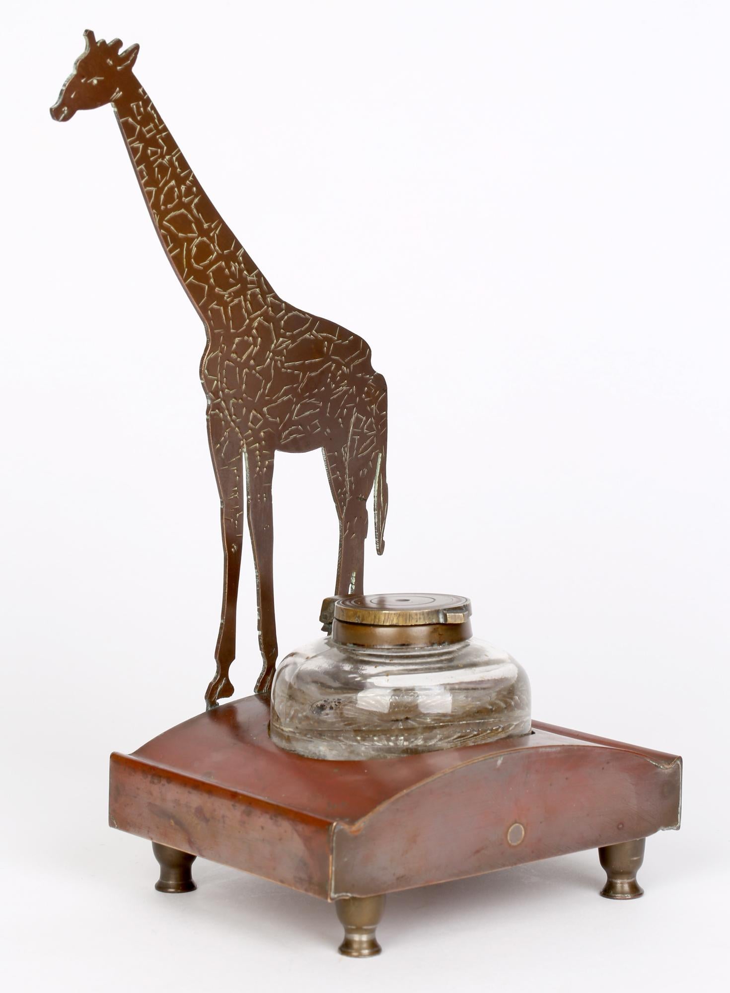 Ignatius Taschner 'German, 1871-1913' Jugendstil Giraffe Mounted Ink Stand 7