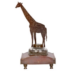 Antique Ignatius Taschner 'German, 1871-1913' Jugendstil Giraffe Mounted Ink Stand